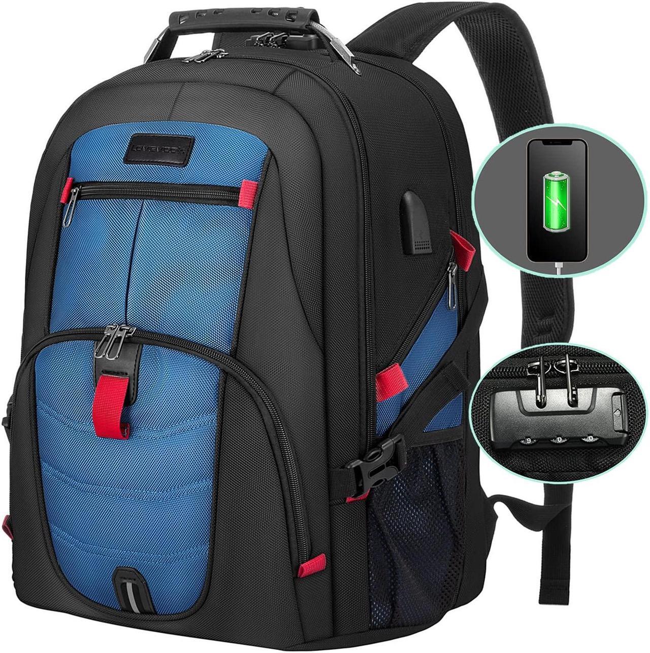 Main image of LOVEVOOK Travel Laptop Backpack Waterproof Anti Theft Backpack with Lock and USB Charging Port Large Computer Business Backpack for Men Women College Backpack (15.6 inch, Blue)