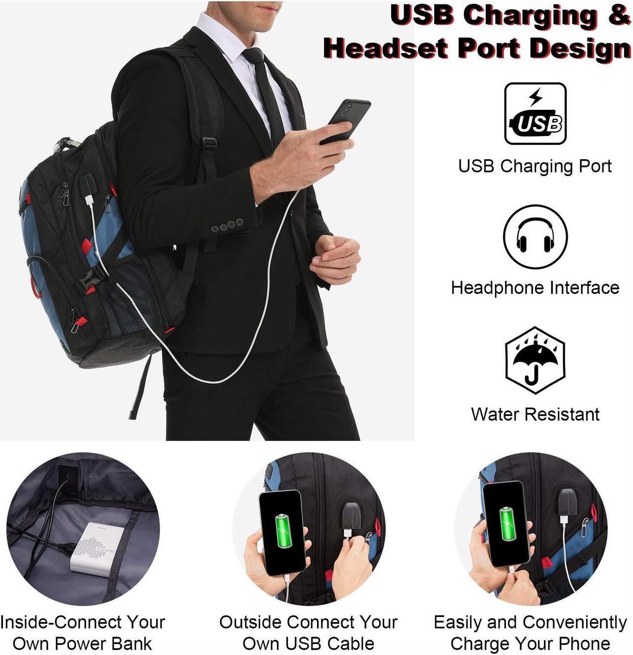 Alt view image 5 of 5 - LOVEVOOK Travel Laptop Backpack Waterproof Anti Theft Backpack with Lock and USB Charging Port Large Computer Business Backpack for Men Women College Backpack (15.6 inch, Blue)
