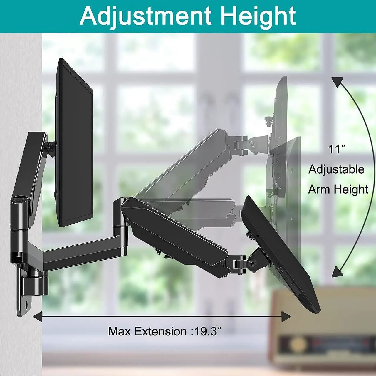 Alt view image 5 of 5 - MOUNT PRO Triple Monitor Desk Mount Fit 13-27 Computer Screens and Dual Monitor Wall Mount Fit 13-32 Inch Computer Screens, Each Monitor Arm Holds up to 17.6 lbs, VASE Monitor Mount 75x75, 100x100