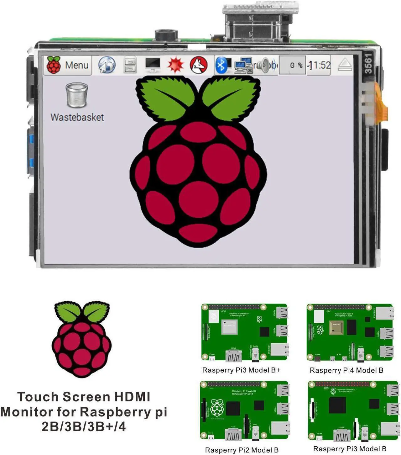 Alt view image 2 of 5 - OSOYOO 3.5inch Touch Screen LCD Display HDMI Monitor for RPI with Stylus Pen and Protective Case Support Raspberry Pi 4 2GB / 4GB / 8GB 2 3 Model B B+