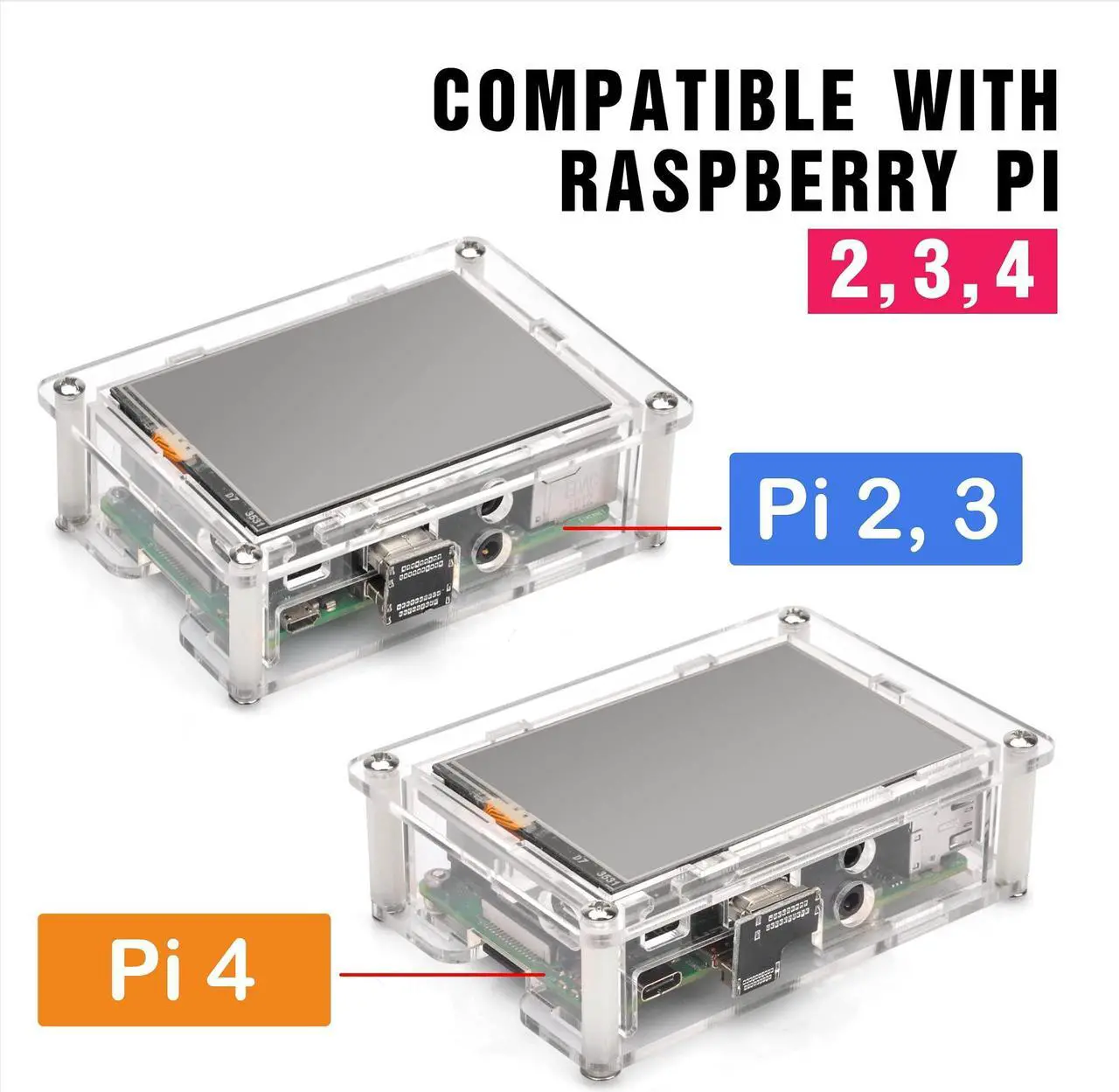 Alt view image 4 of 5 - OSOYOO 3.5inch Touch Screen LCD Display HDMI Monitor for RPI with Stylus Pen and Protective Case Support Raspberry Pi 4 2GB / 4GB / 8GB 2 3 Model B B+