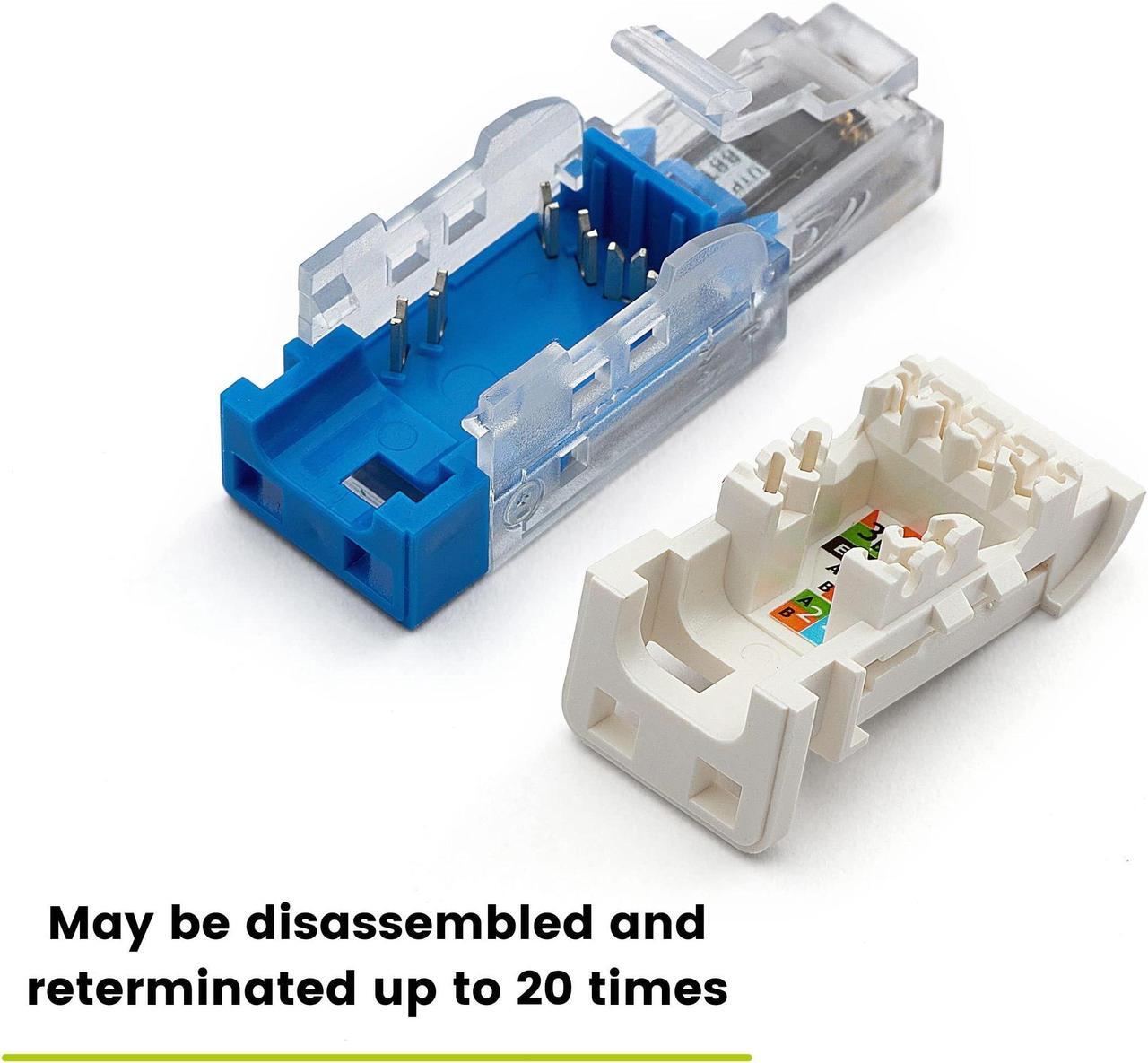 Alt view image 2 of 5 - trueCABLE Cat6A Toolless Field Termination Plug, Unshielded (UTP), PoE++ (4PPoE), TAA Compliant, ANSI/TIA & ISO/IEC Certified, CE Listed, Modular RJ45 Male Connector, 6 Pack