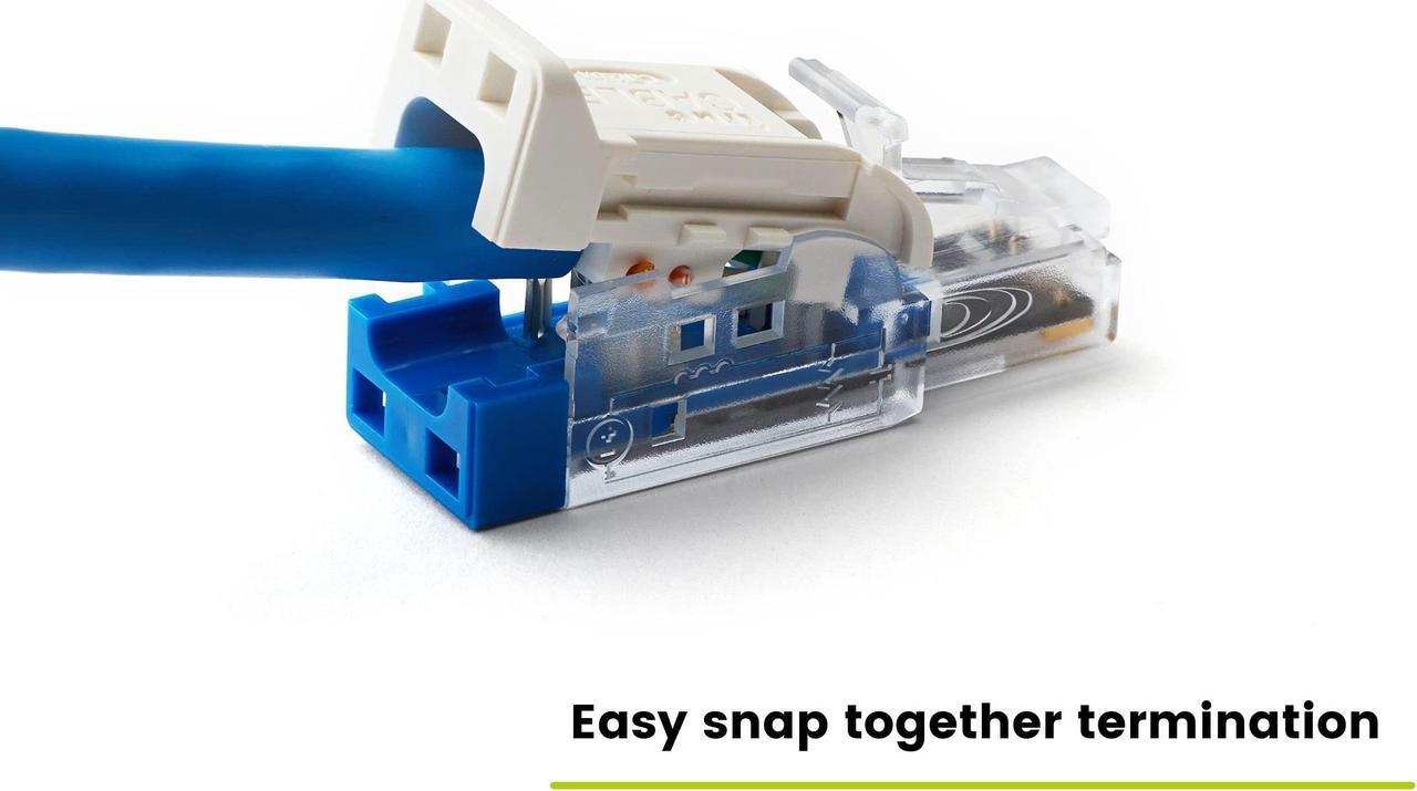 Alt view image 4 of 5 - trueCABLE Cat6A Toolless Field Termination Plug, Unshielded (UTP), PoE++ (4PPoE), TAA Compliant, ANSI/TIA & ISO/IEC Certified, CE Listed, Modular RJ45 Male Connector, 6 Pack