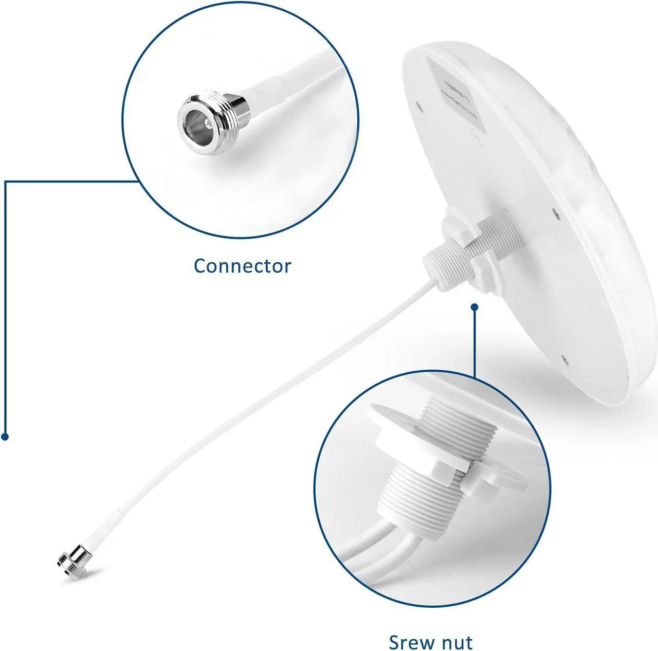Alt view image 3 of 5 - ZDTECH Ultra Thin Dome Ceiling Antenna, Omni-Directional Indoor Antenna, Wide Band Mount Dome Antenna with N-Female Connector for Cell Phone Signal Booster Router Gateway (698 to 4000 MHz)