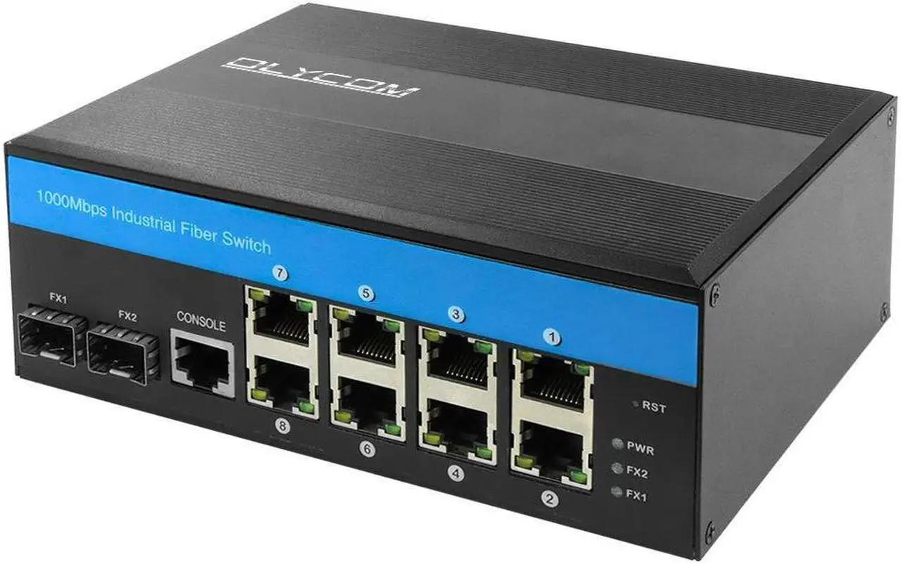 Main image of Industrial Gigabit Ethernet L2 Managed Switch 8 X Gigabit Ports 2 X SFP Slots DIN-Rail Mount IP40 with Vlan Qos LACP STP/RSTP Management
