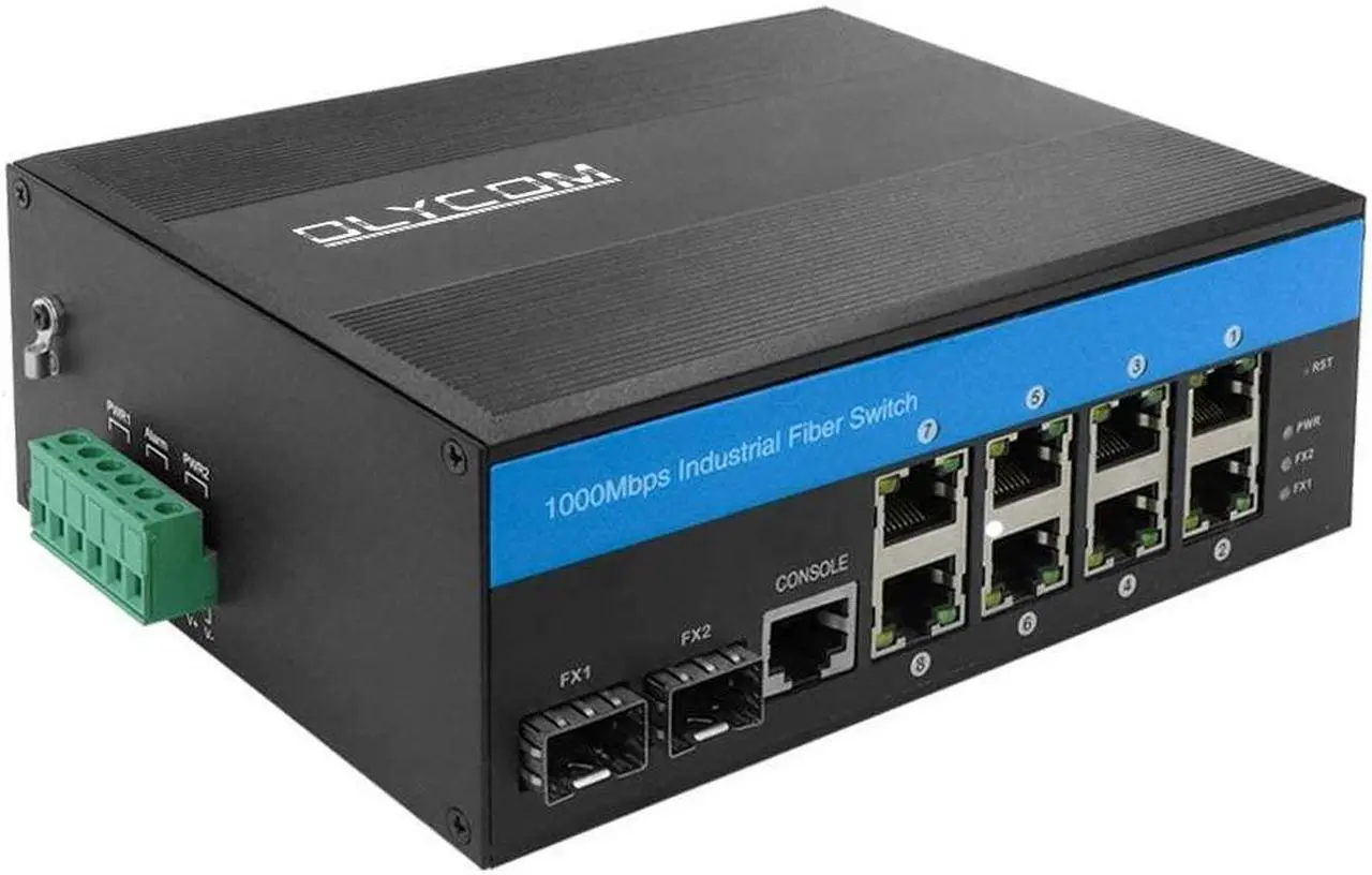 Alt view image 2 of 5 - Industrial Gigabit Ethernet L2 Managed Switch 8 X Gigabit Ports 2 X SFP Slots DIN-Rail Mount IP40 with Vlan Qos LACP STP/RSTP Management