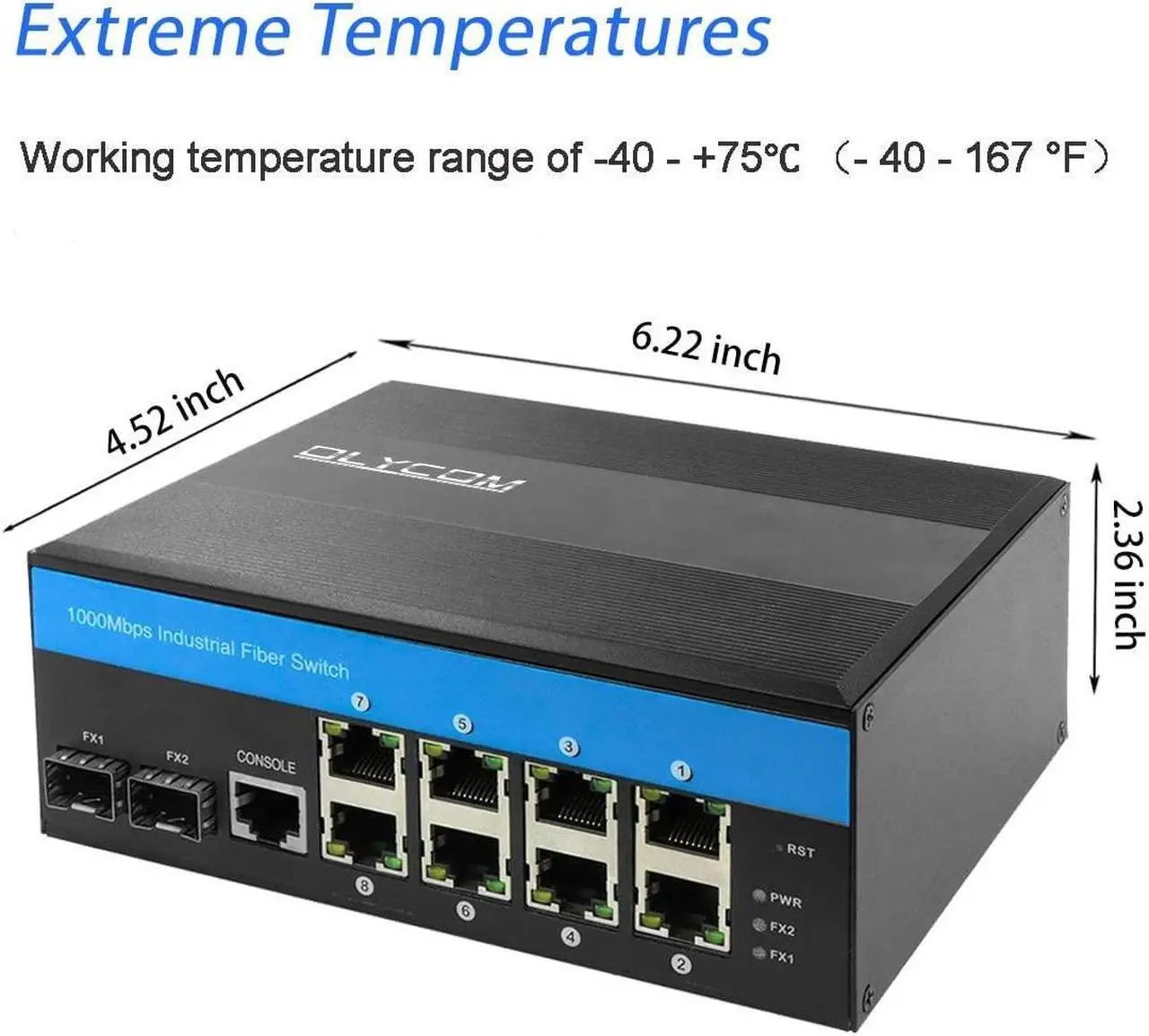 Alt view image 3 of 5 - Industrial Gigabit Ethernet L2 Managed Switch 8 X Gigabit Ports 2 X SFP Slots DIN-Rail Mount IP40 with Vlan Qos LACP STP/RSTP Management