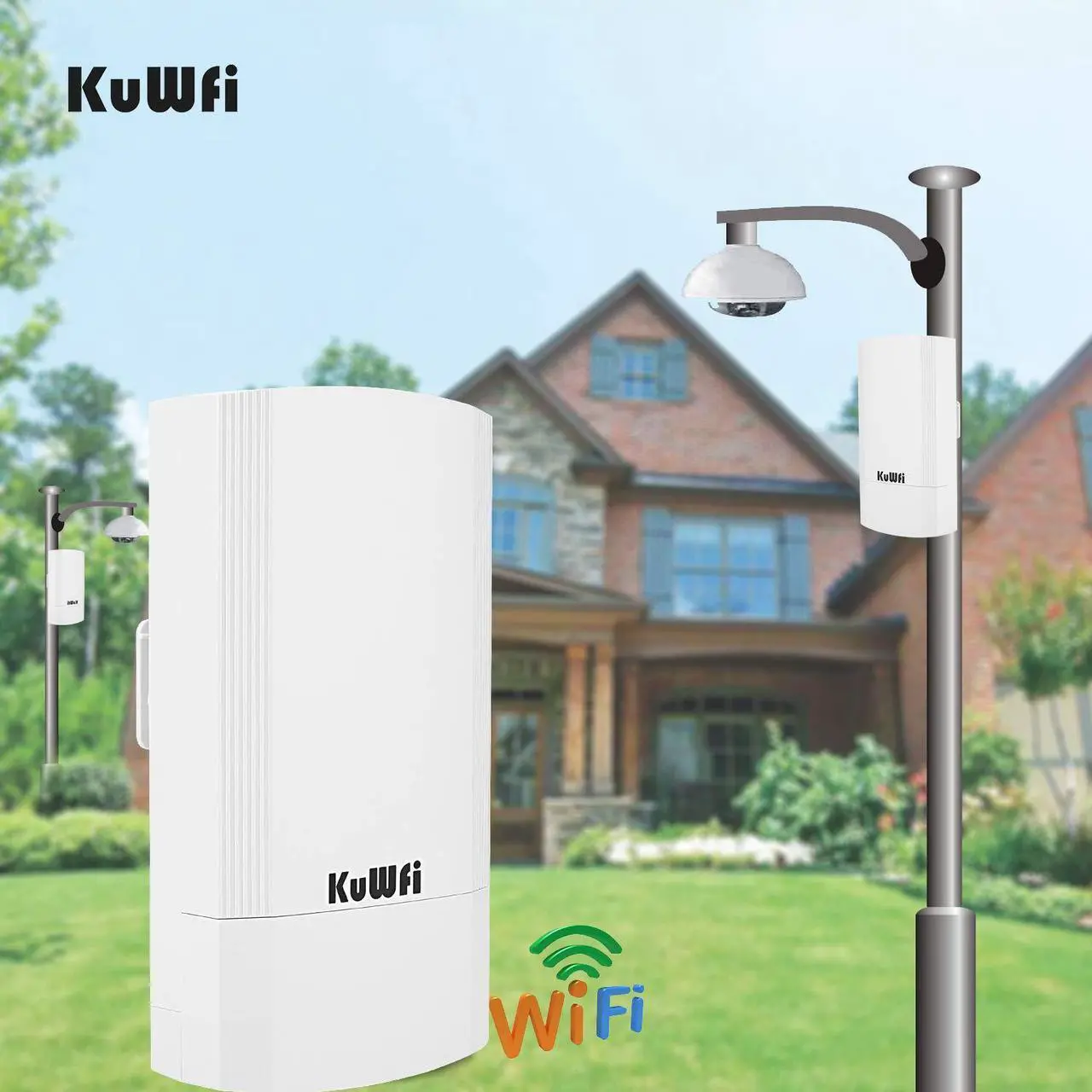 Alt view image 5 of 5 - KuWFi 2-Pack Wireless Ethernet Bridge, Long Range WiFi Access Point 5.8G Outdoor AP CPE Kit IP65 Waterproof WiFi Bridge Point to Point Support PTP/PTMP(Pre-Program)