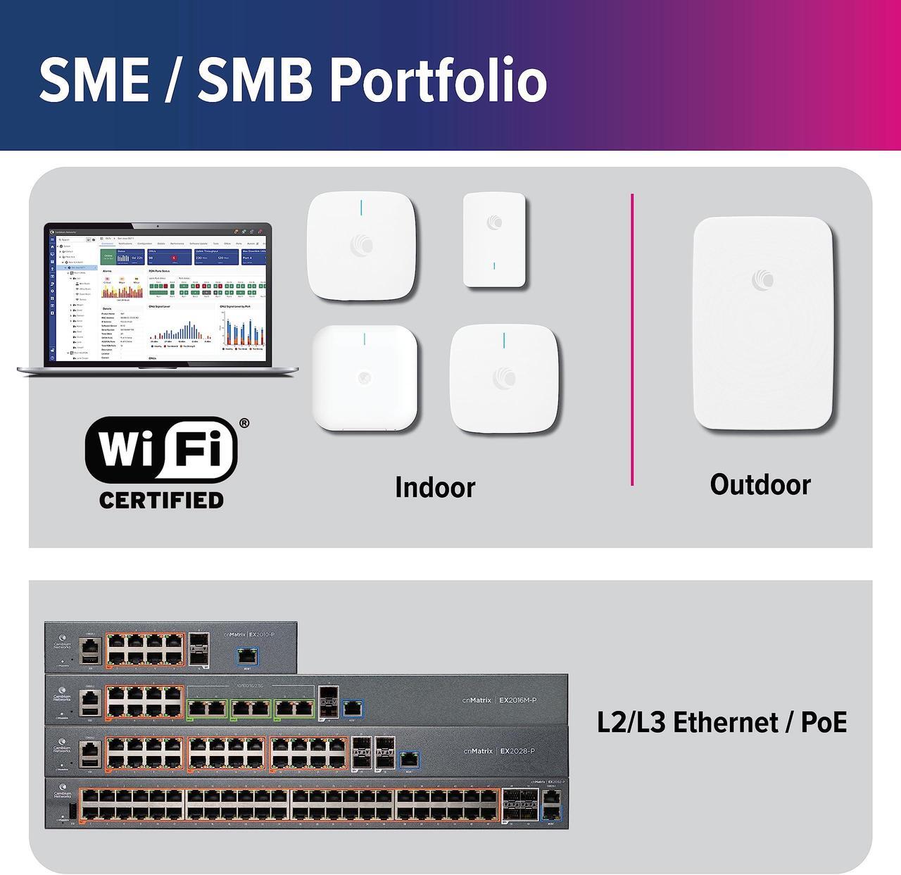 Alt view image 5 of 5 - Cambium Networks XE3-4 Indoor Tri-Radio Wi-Fi 6/6E Access Point - 802.11ax 2x2/4x4 5GHz/6 GHz, Omnidirectional Antenna, 2.5 GbE + 1 GbE Ethernet, Cloud MGMT, 6.6 Gbps Data Rate, High Capacity (US)
