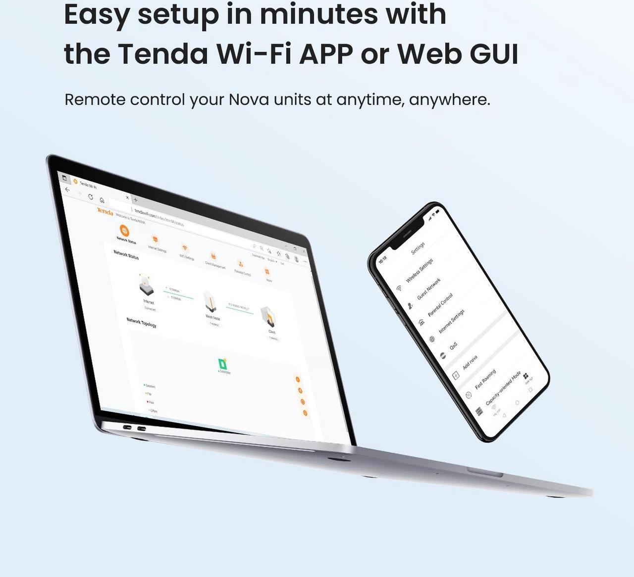 Alt view image 5 of 5 - Tenda AX1500 Whole Home WiFi 6 Mesh System - Covers up to 3500 sq.ft - Nova MX3 - Gigabit Router for 80 Devices - Dual-Band Mesh Network - Replaces Wireless Router - 3-Pack