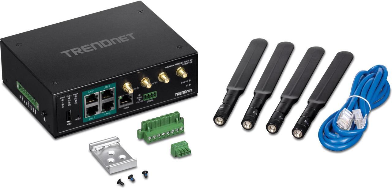 Alt view image 2 of 5 - TRENDnet Industrial AC1200 Wireless Gigabit PoE+ Router,TI-WP100, Black