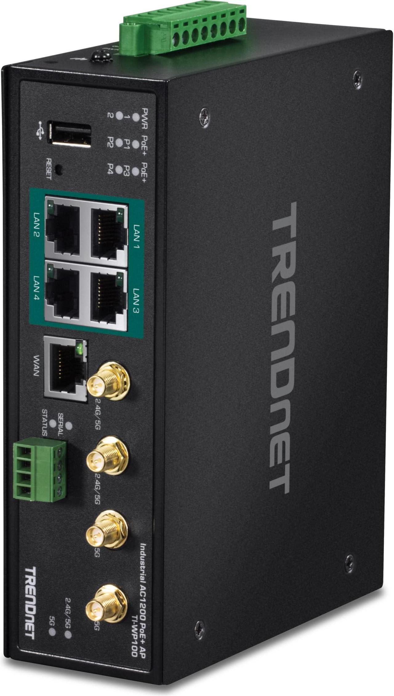 Alt view image 3 of 5 - TRENDnet Industrial AC1200 Wireless Gigabit PoE+ Router,TI-WP100, Black