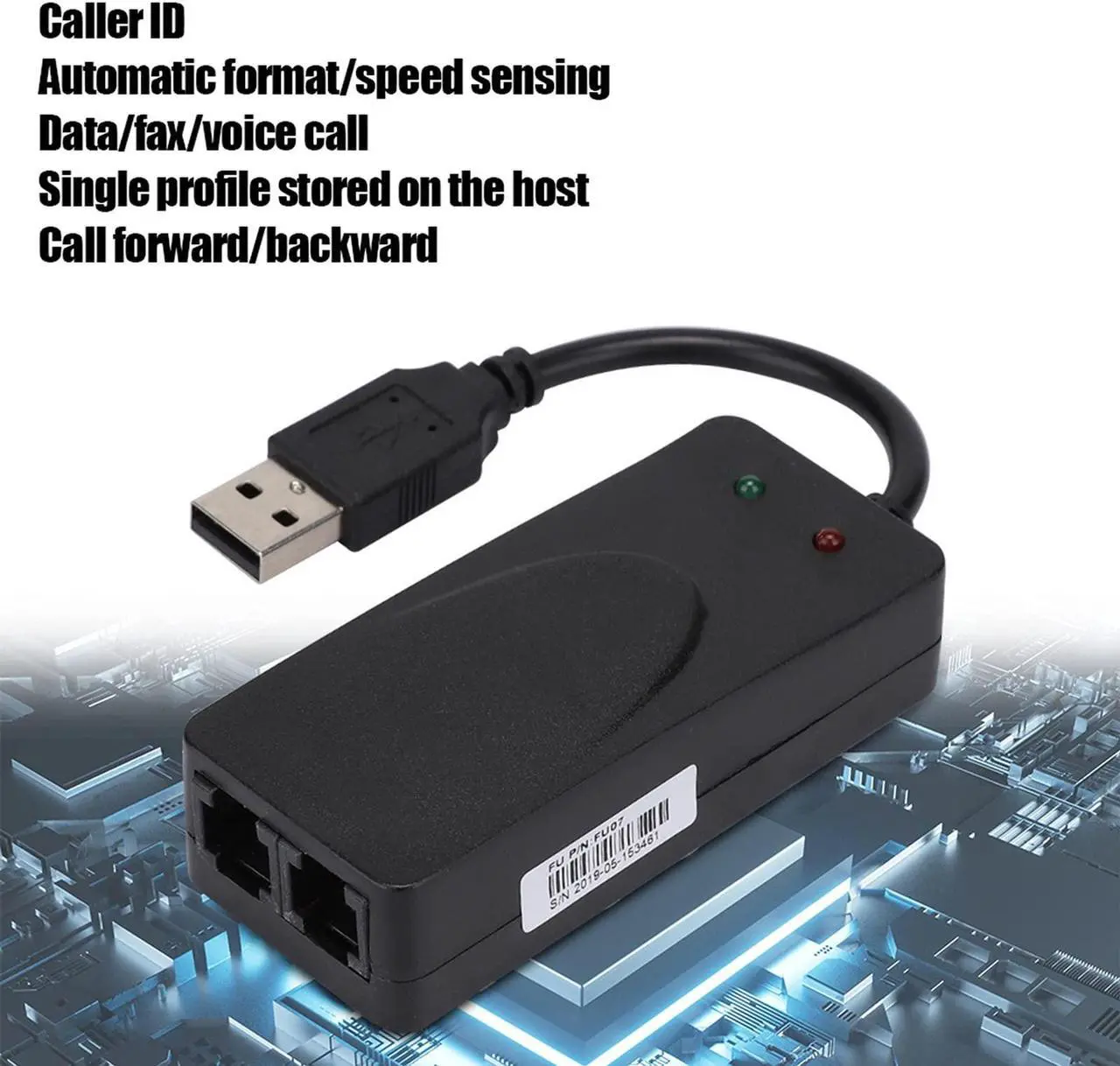 Alt view image 4 of 5 - Fax Modem,Dual Port USB 2.0 56K External Modem Driver,Dual Port Modem USB Modem,Suitable for Win 98/2000/ME/XP/Vista/CE5.0/10/8.1/8/7