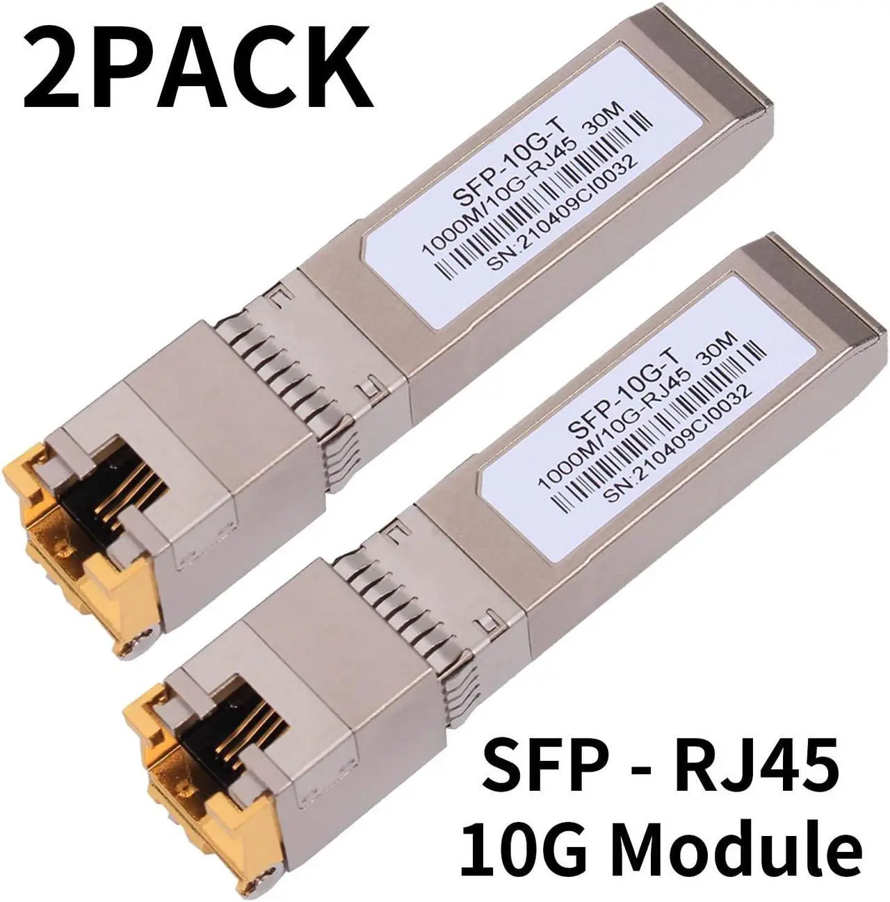 Alt view image 2 of 5 - 2PACK 1.25/2.5/5/10G SFP+ RJ45 Copper Module - Up to 30m with CAT.6a/7 Compatibility for Cisco, Ubiquiti, Netgear, D-Link, Supermicro, TP-Link, Mikrotik, Unifi and More, SFP 10GBase-T Transceiver