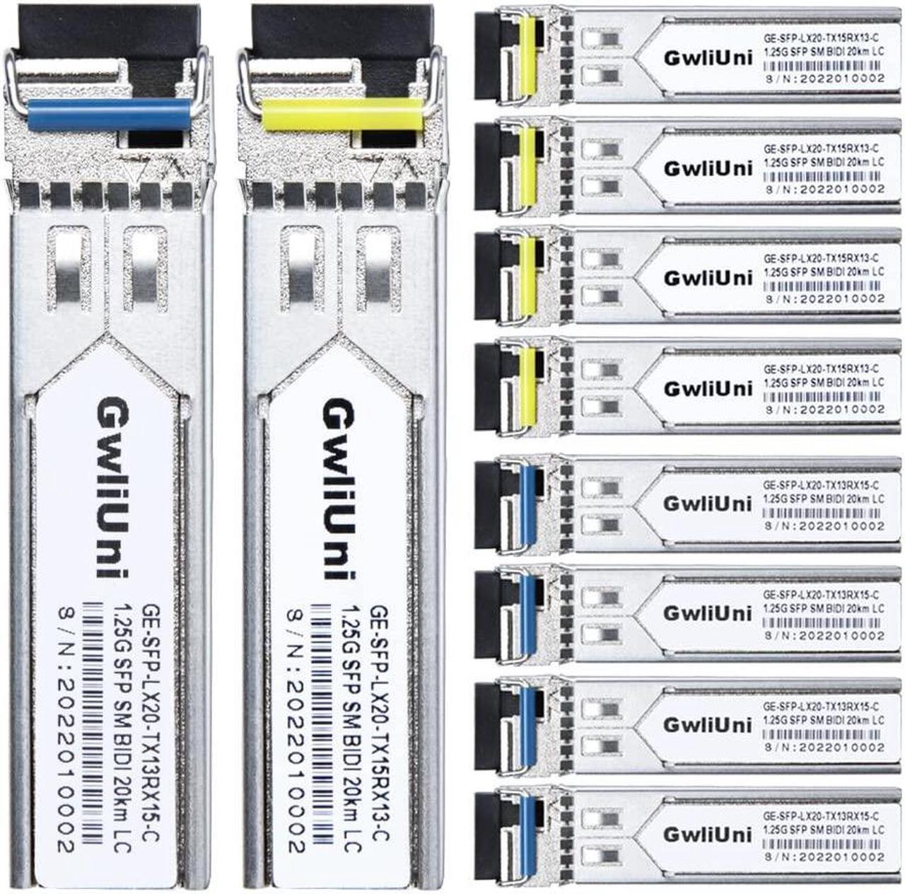 Main image of 5 Pairs 1.25G BIDI SFP Single Mode Fiber Module Network Transceiver, LX SM 1310nm 1550nm 20km, Simplex LC Interface for Switch, Router, Firewall, Network Card, Media Converter etc