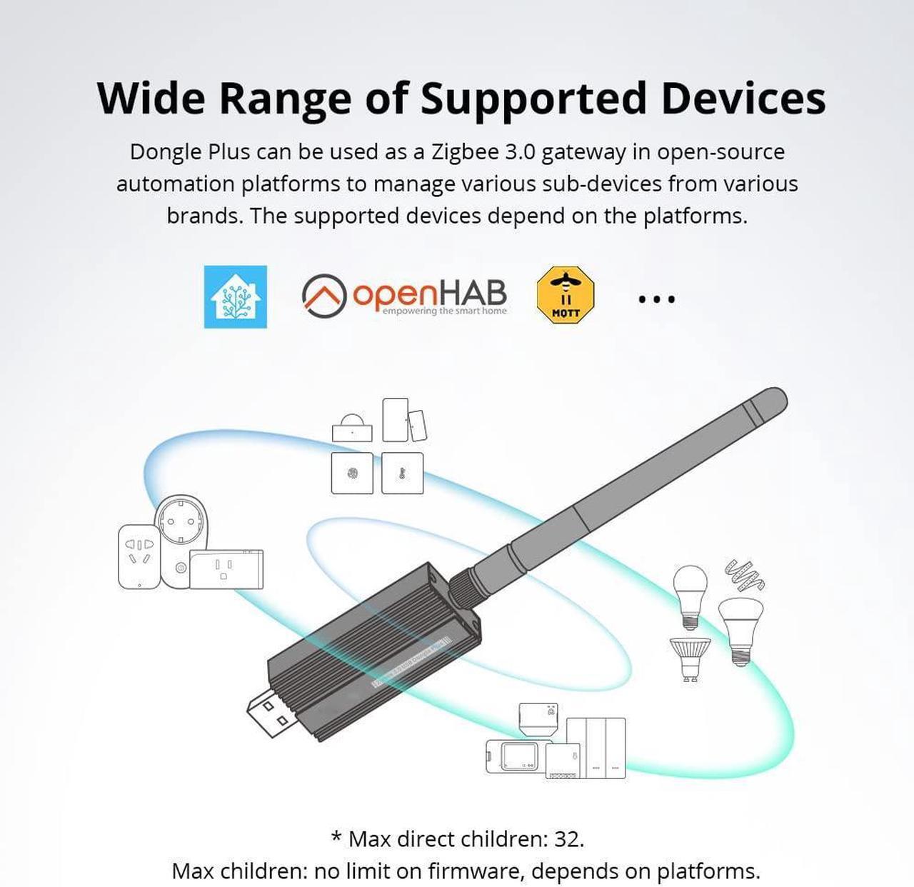 Alt view image 4 of 5 - Smilewolf Zigbee 3.0 USB Dongle Plus Gateway,Wireless Zigbee 3.0 USB Adapter,Universal Zigbee Gateway Adapter with Antenna,for Home Assistant,Open HAB,etc (ZBDongle-E)