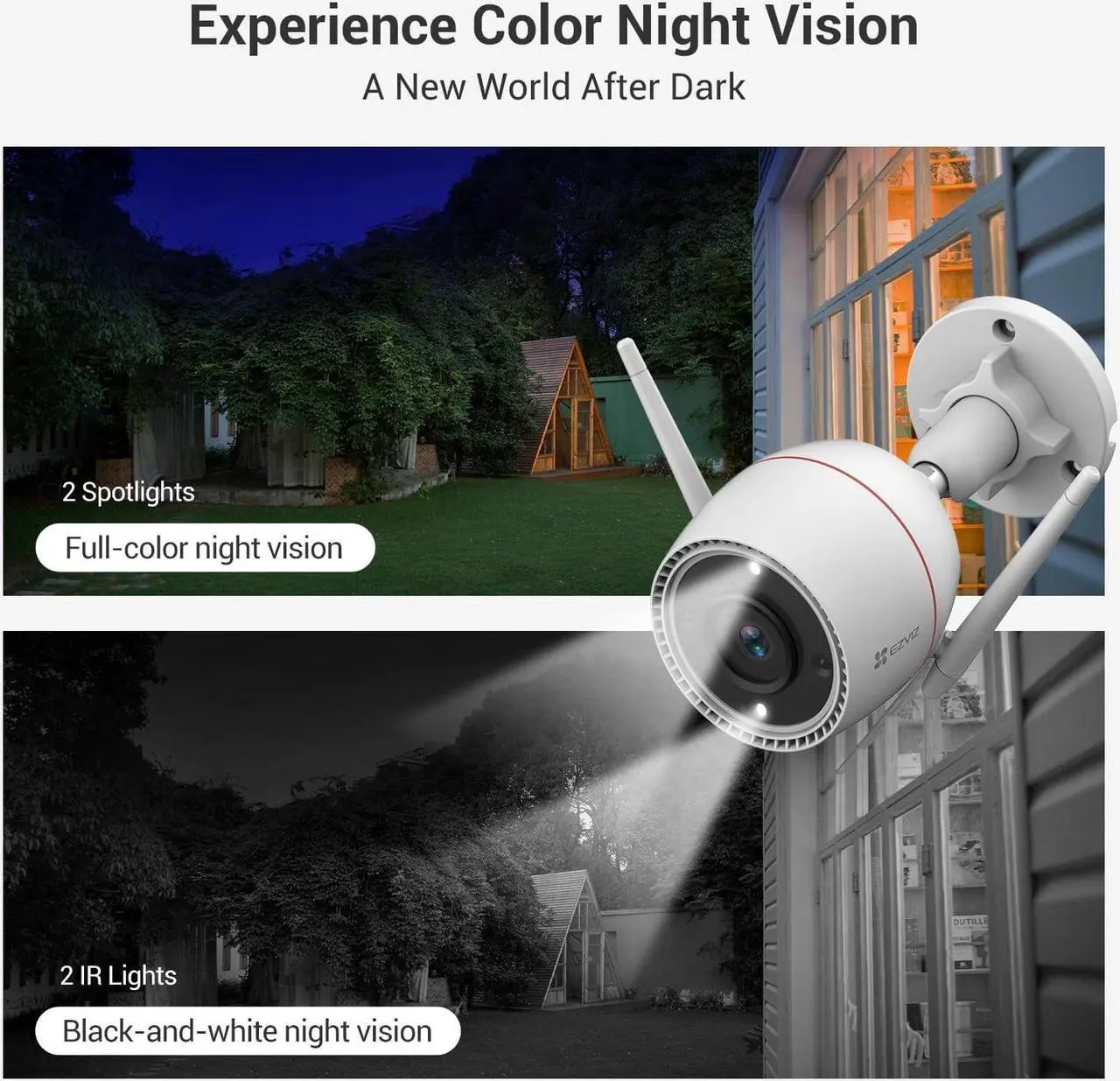Alt view image 4 of 5 - EZVIZ Two-Way Call 2.5K Outdoor Cameras for Home Security Outside, WiFi Surveillance Camera, No Subscription with Color Night Vision, IP67 Waterproof, Motion Detection, Custom Voice Alerts, Alexa