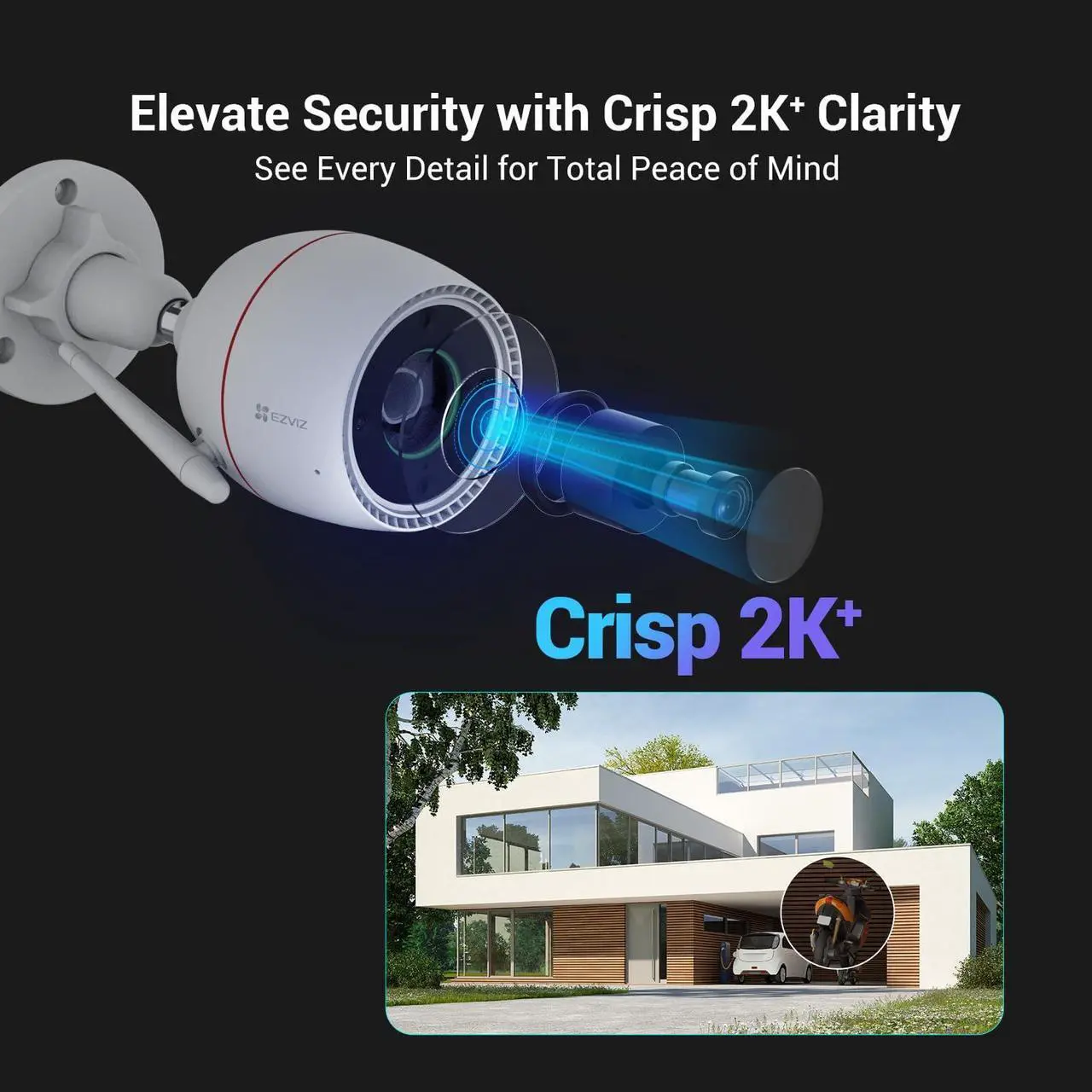 Alt view image 3 of 5 - EZVIZ Two-Way Call 2.5K Outdoor Cameras for Home Security Outside, WiFi Surveillance Camera, No Subscription with Color Night Vision, IP67 Waterproof, Motion Detection, Custom Voice Alerts, Alexa