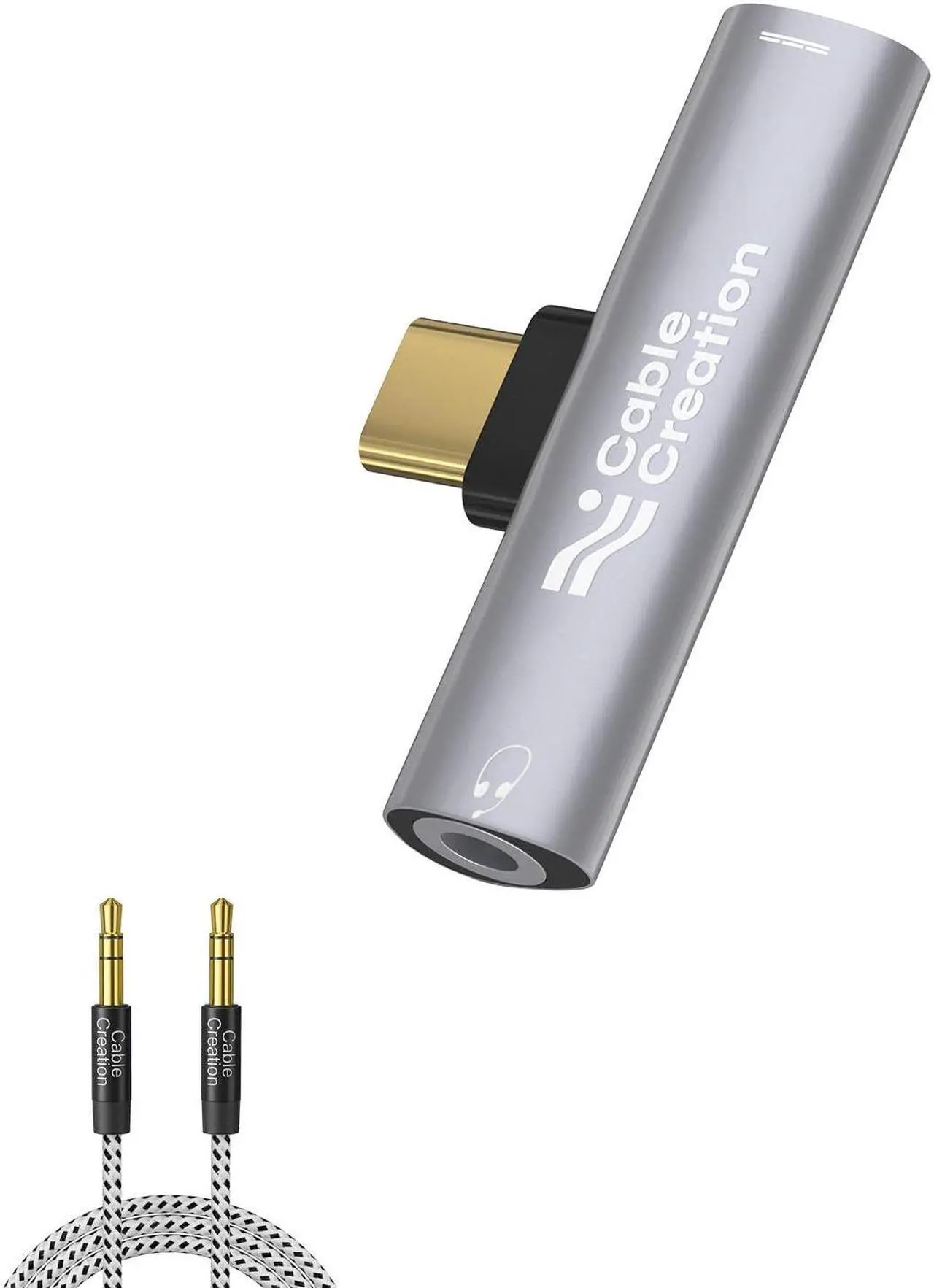 Main image of CableCreation Bundle-2 Items USB C to 3.5mm Headphone and Charger Adapter, Aux Cable (10 Ft/3M)