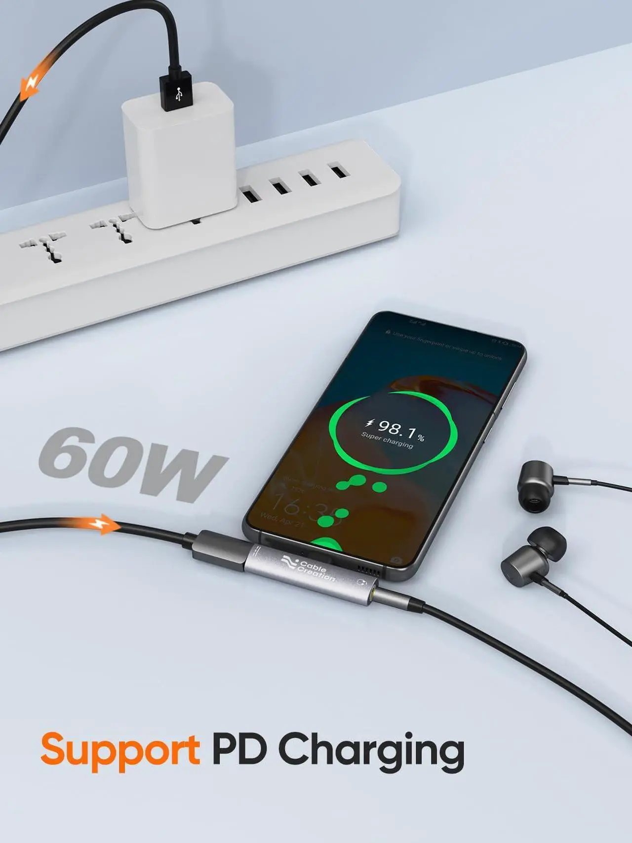Alt view image 5 of 5 - CableCreation Bundle-2 Items USB C to 3.5mm Headphone and Charger Adapter, Aux Cable (10 Ft/3M)