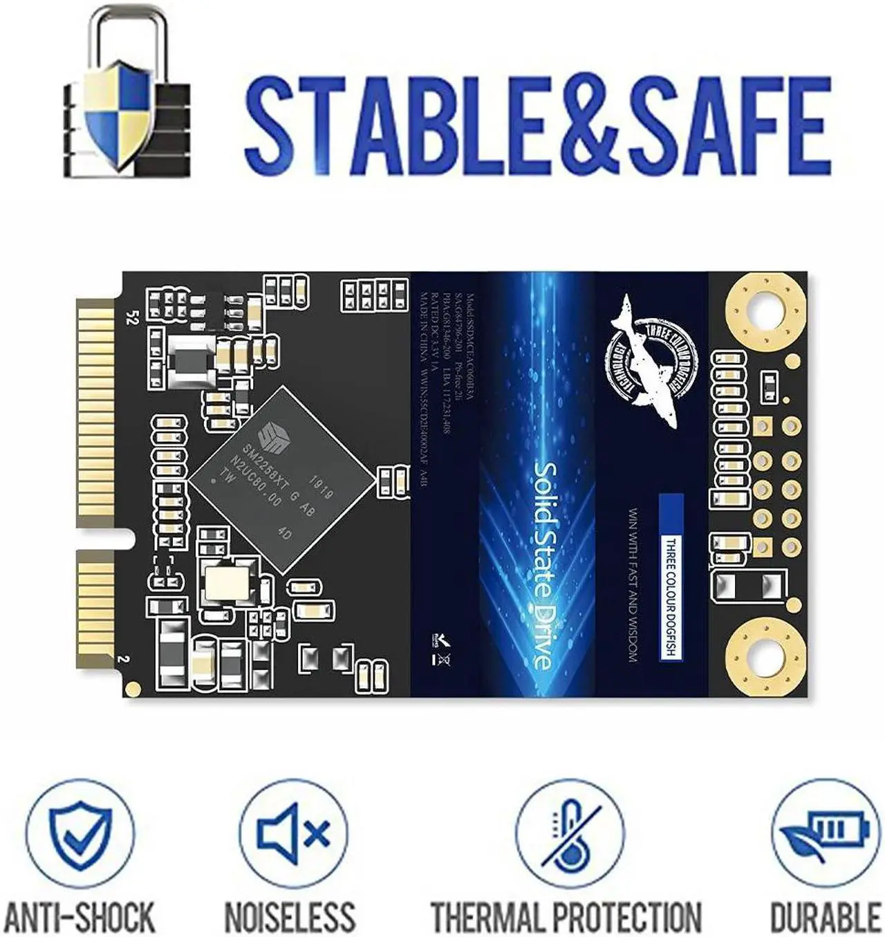 Alt view image 4 of 5 - SSD mSATA 256GB Dogfish Internal Solid State Drive High Performance Hard Drive for Desktop Laptop SATA III 6Gb/s (256GB MSATA)