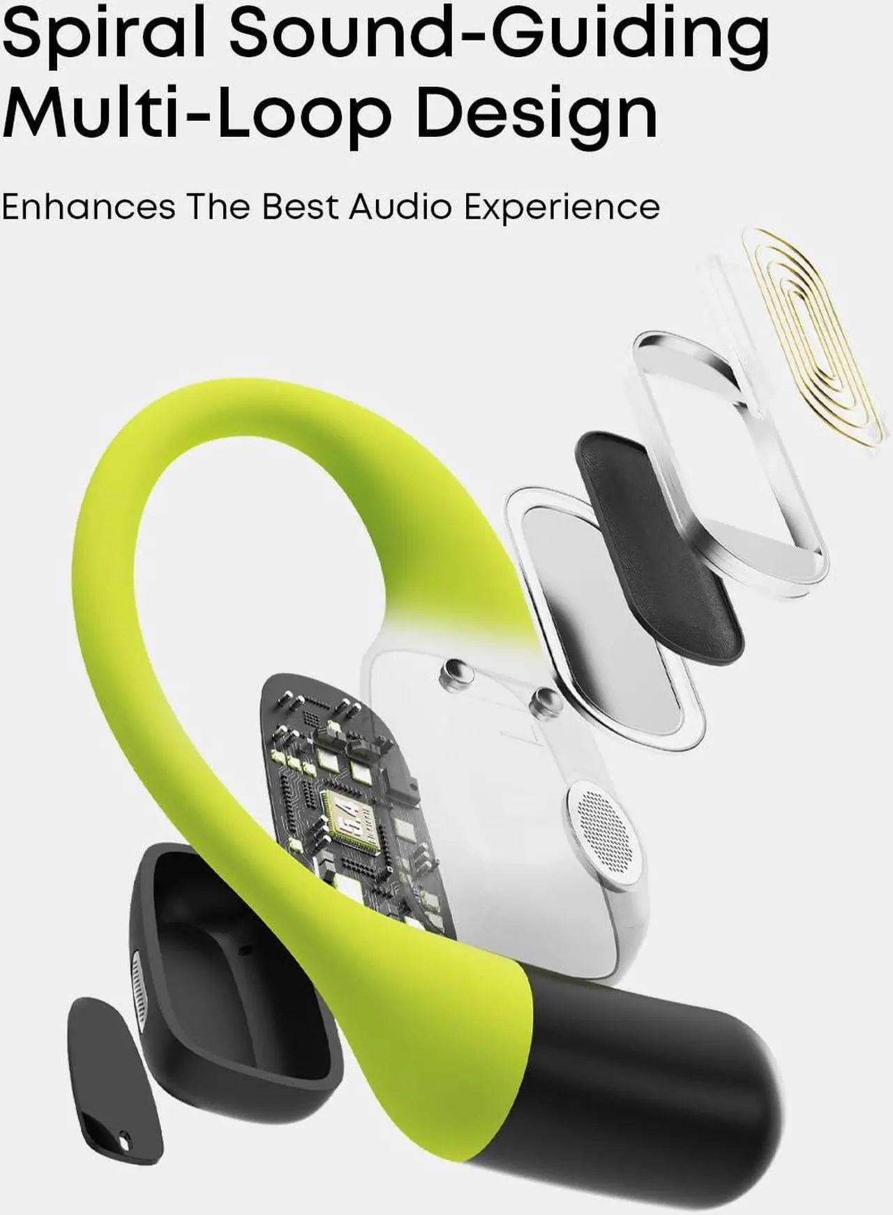 Alt view image 4 of 5 - Langsdom AirFit Open Ear Headphones, Bluetooth 5.4 Wireless Ear Hook Earbuds with Mic, 24H Battery Life Lightweight Comfort Earphones for Broadcasts Office Outdoor Sports