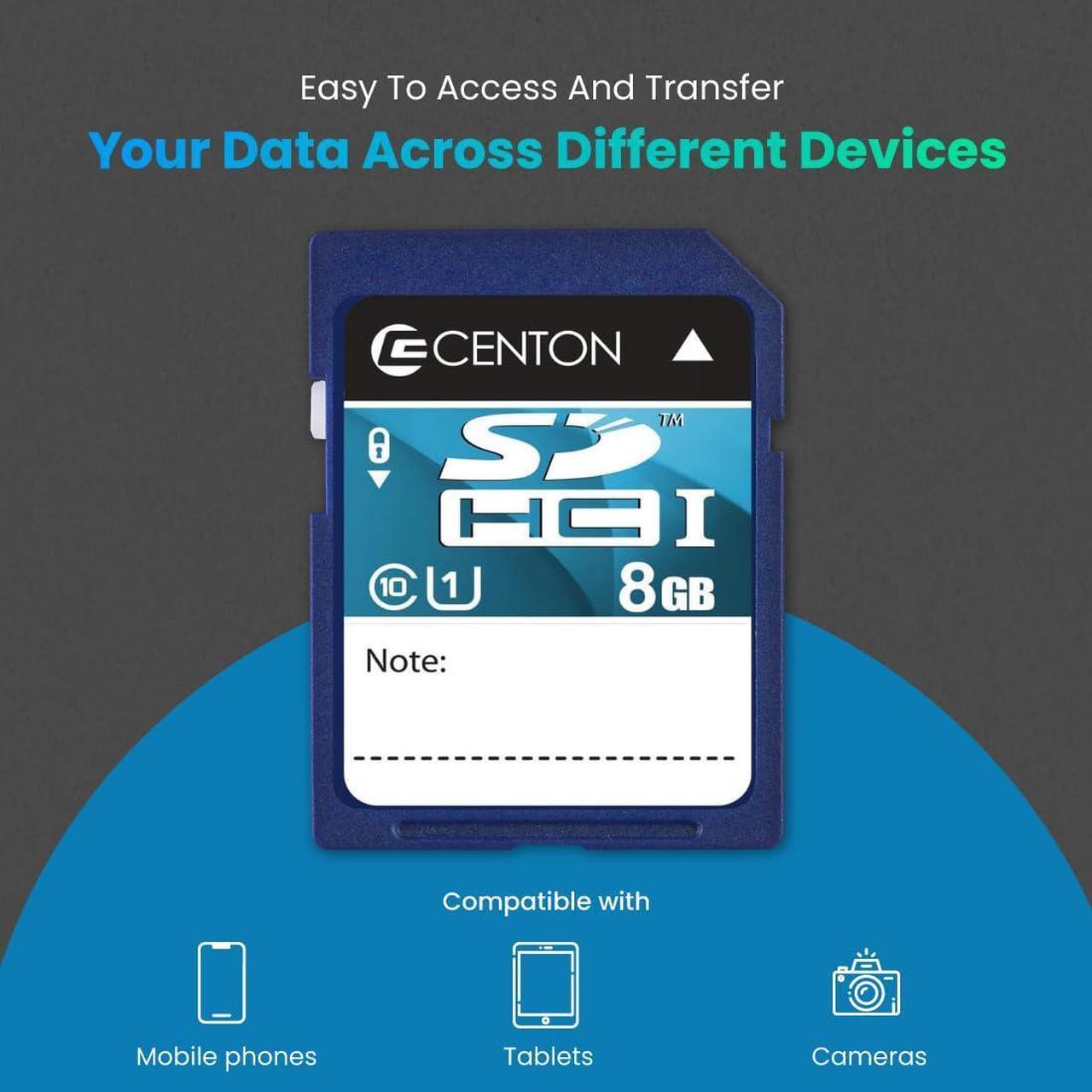 Alt view image 4 of 5 - Centon Electronics MP Essential SDHC Card, Ultimate Memory Card for Phones, Tablets, Cameras, and More, UHS1, 8GB, 5 Bulk Pack