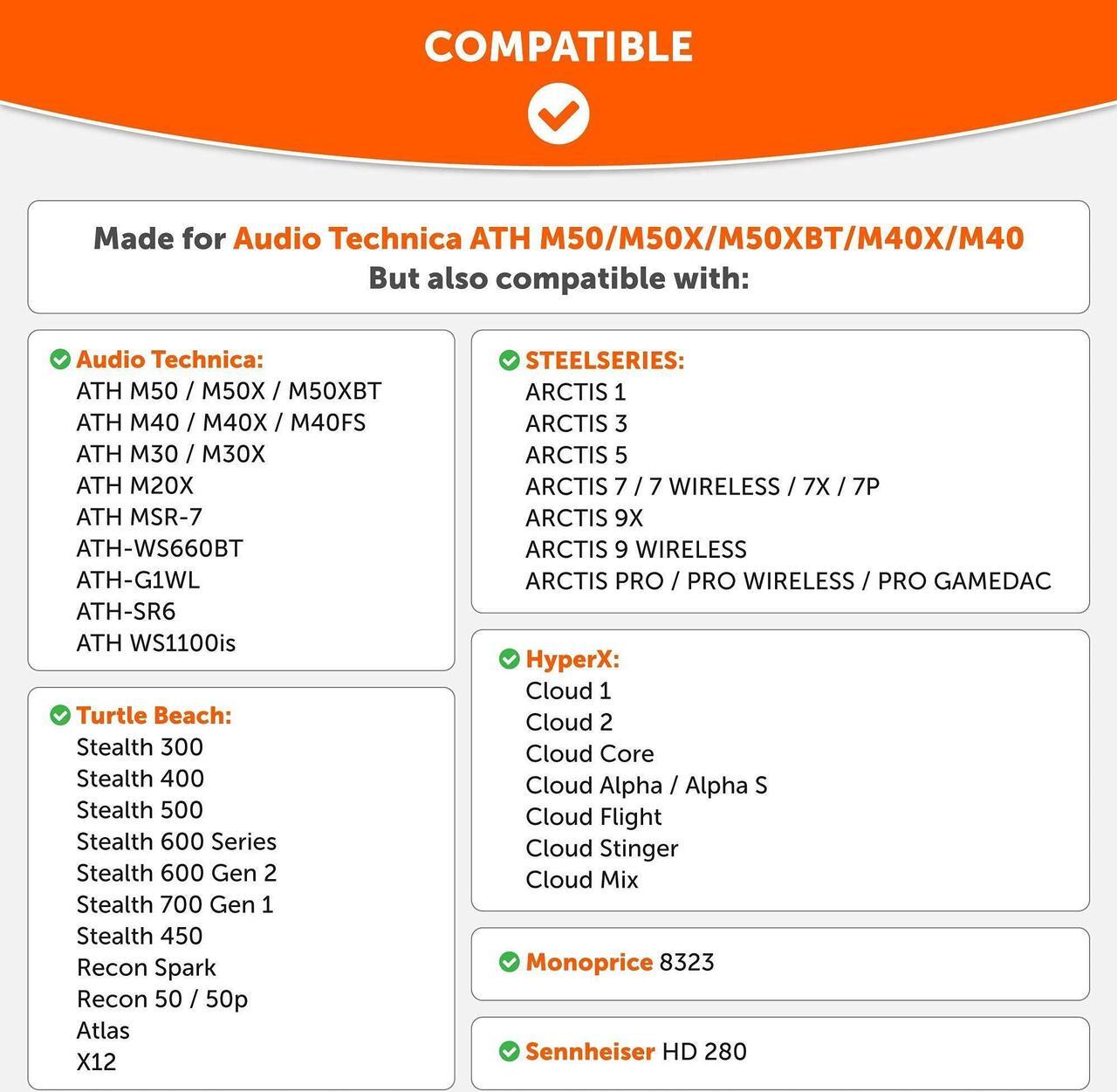 Alt view image 2 of 5 - Comfort Style Pack 3 | WC Wicked Cushions Replacement Earpads for ATH M50X - Fits Audio Technica M40X / M50XBT / HyperX Cloud & Cloud 2 / SteelSeries Arctis 3/5 / 7 / 9X & Pro Wireless/Stealth 600
