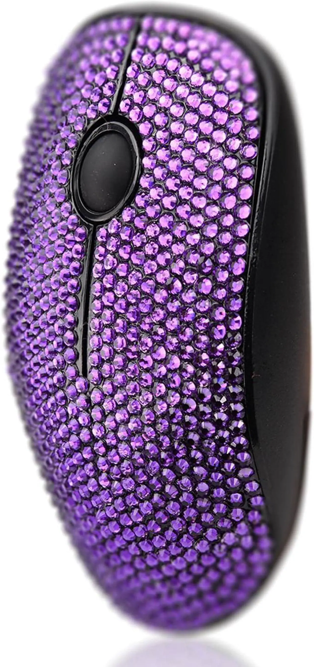 Alt view image 2 of 5 - Luxury Bling Wireless Mouse for Girls, Pink Rhinestone Coverd Computer Mouse with USB Receiver, Sparkly Cute Mice for Laptop, PC, Notebook, MacBook - Purple