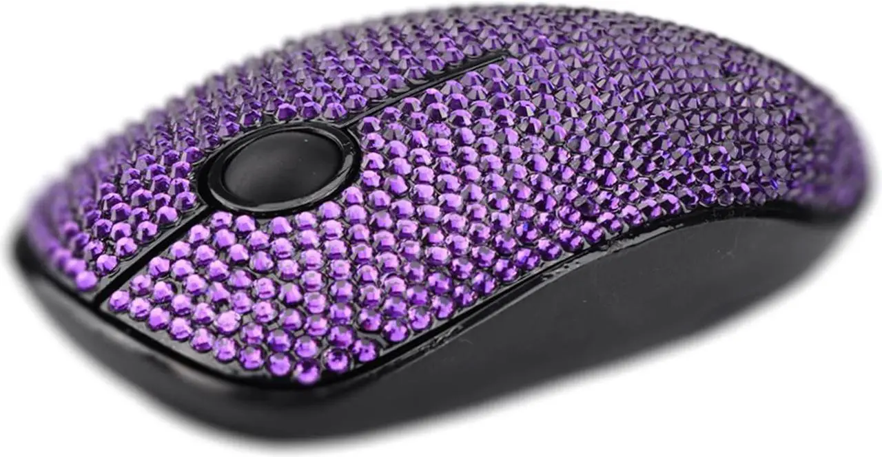 Alt view image 3 of 5 - Luxury Bling Wireless Mouse for Girls, Pink Rhinestone Coverd Computer Mouse with USB Receiver, Sparkly Cute Mice for Laptop, PC, Notebook, MacBook - Purple
