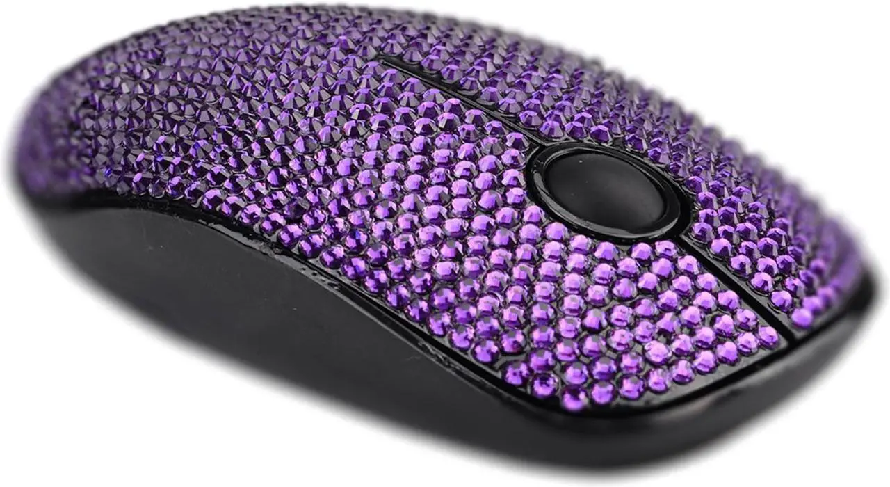 Alt view image 4 of 5 - Luxury Bling Wireless Mouse for Girls, Pink Rhinestone Coverd Computer Mouse with USB Receiver, Sparkly Cute Mice for Laptop, PC, Notebook, MacBook - Purple