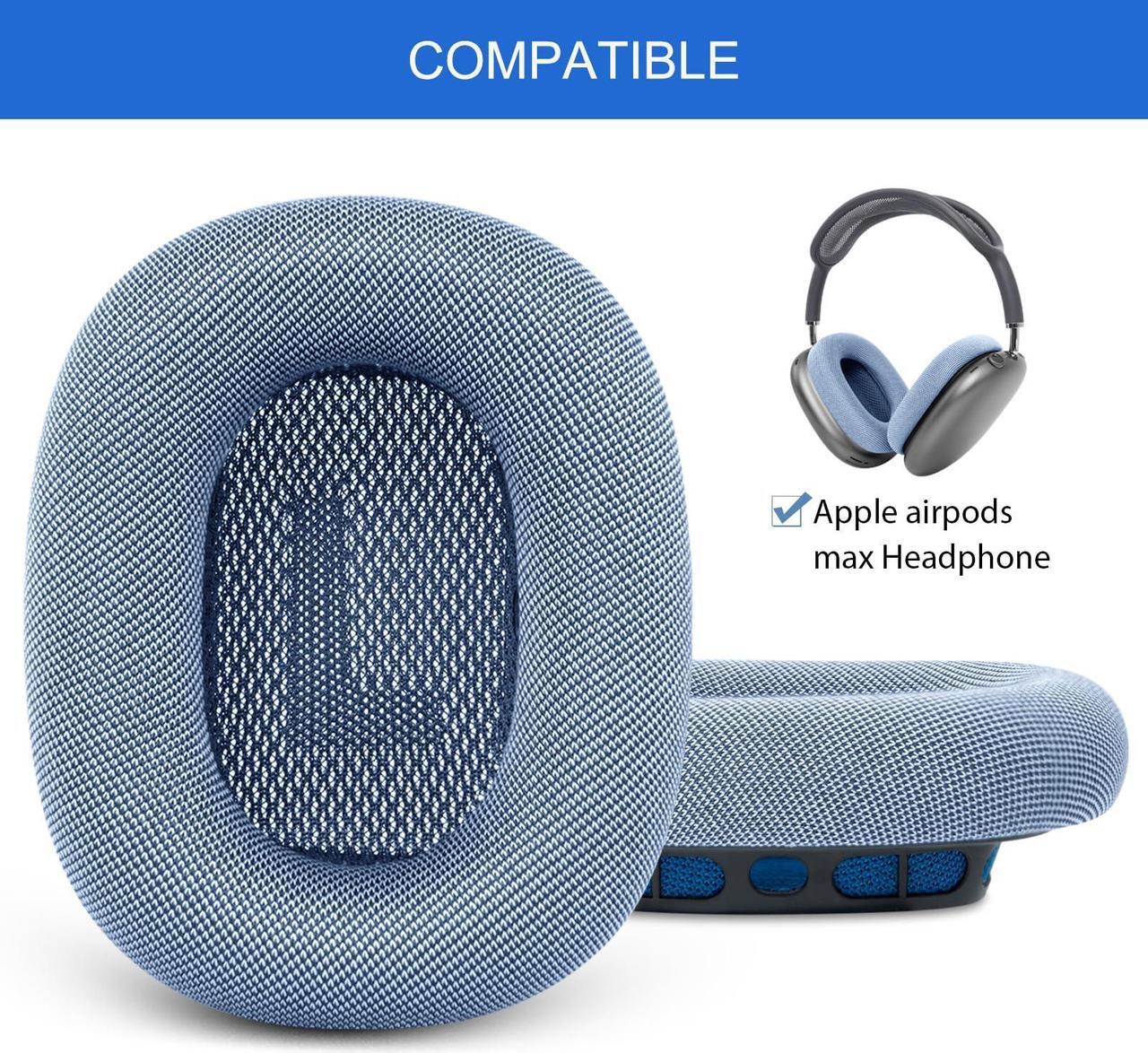 Alt view image 2 of 5 - Upgraded Ear Cushions for Apple AirPods Max, Mesh Fabric Ear Covers with Original Silicone Design Memory Foam for Airpods Max Headphones (Blue)