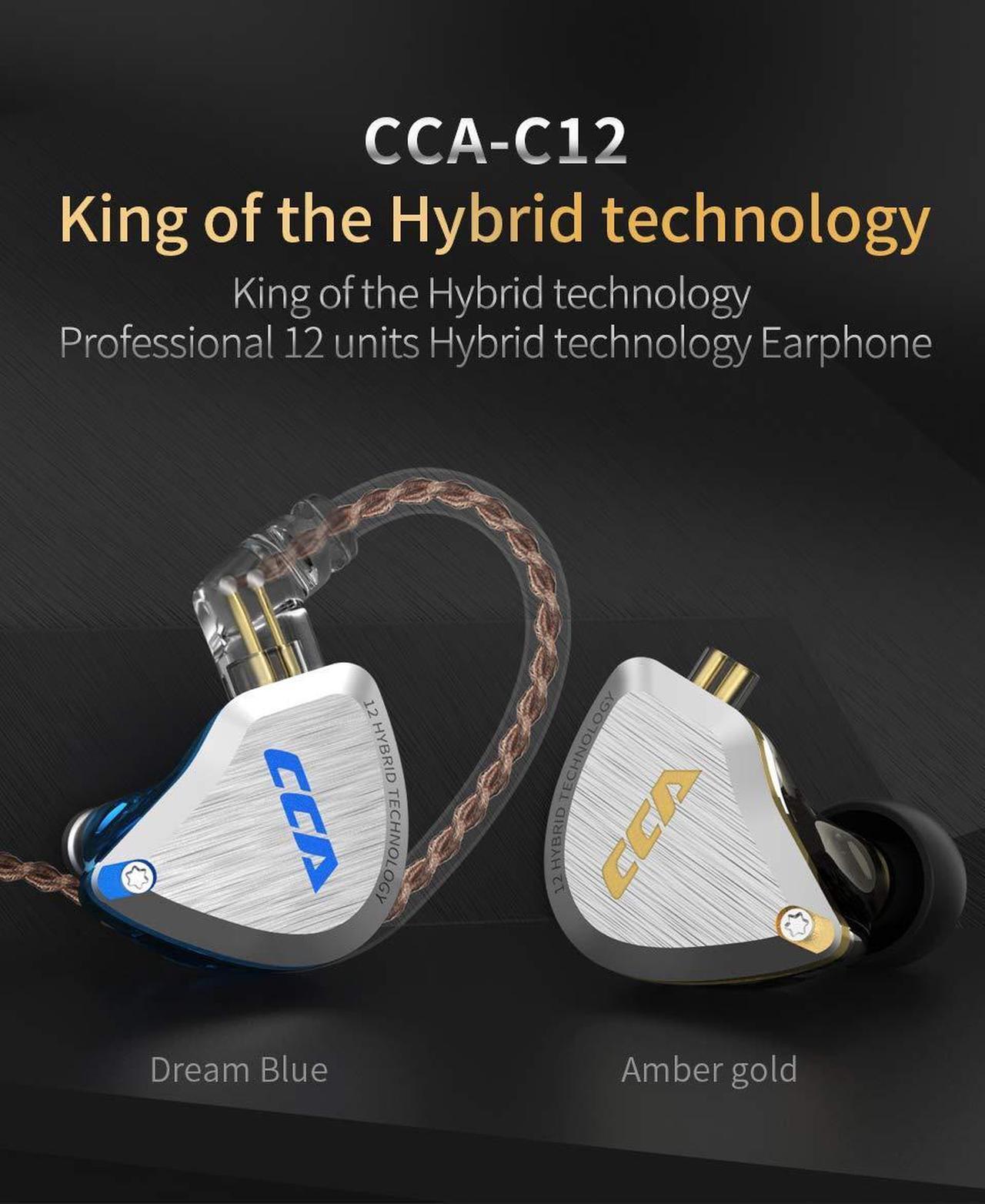 Alt view image 2 of 5 - CCA C12 5BA+1DD in Ear Monitor,HiFi Bass in Ear Earphone, IEM Wired Headphones, HiFi Stereo Sound Earphones Noise Cancelling Ear Buds with 6 Balanced Armature Drivers 0.75mm 2pins Cable(No Mic,Gold)