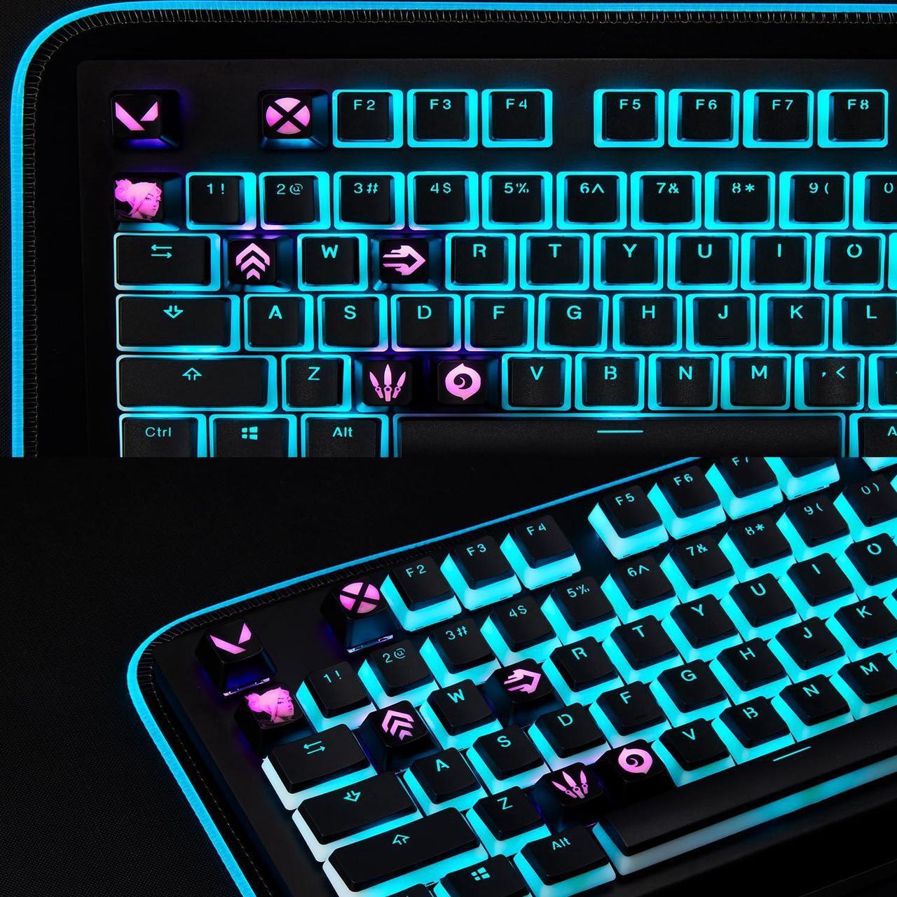 Alt view image 3 of 5 - Valorant Custom Keycaps (Agent Deadlock) - Laser Engraved with Each Valorant Agent's Portrait, Skills, and Position. Fit with Any Mechanical Keyboard. Valorant Gift for Gamers, Adults, and Teens.