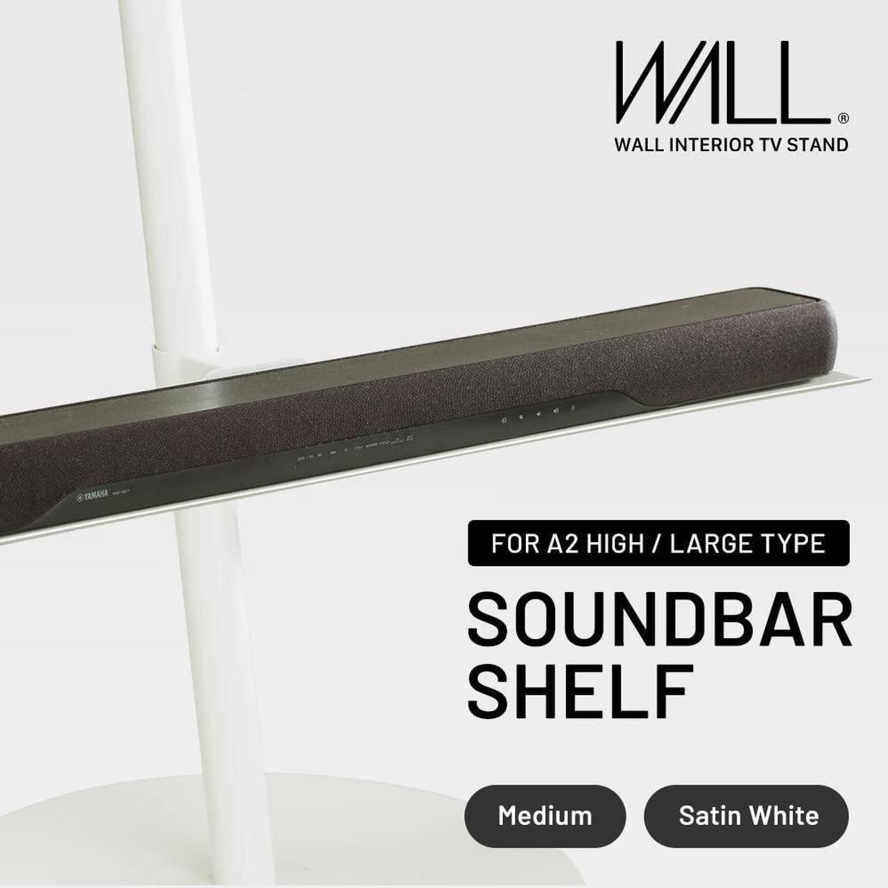 Alt view image 2 of 5 - WALL Soundbar Shelf for TV Stand A2 High/Large Models, Medium Size, Width 95 cm / 37.4", Satin White