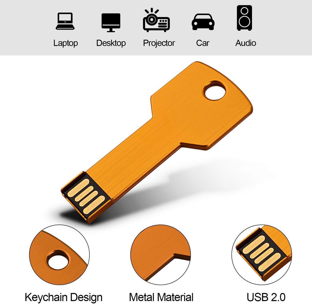 Alt view image 2 of 5 - RAOYI 10 Pack 8GB USB Flash Drive USB 2.0 Metal Key Shape Memory Stick Thumb Drive Pen Drive-Gold