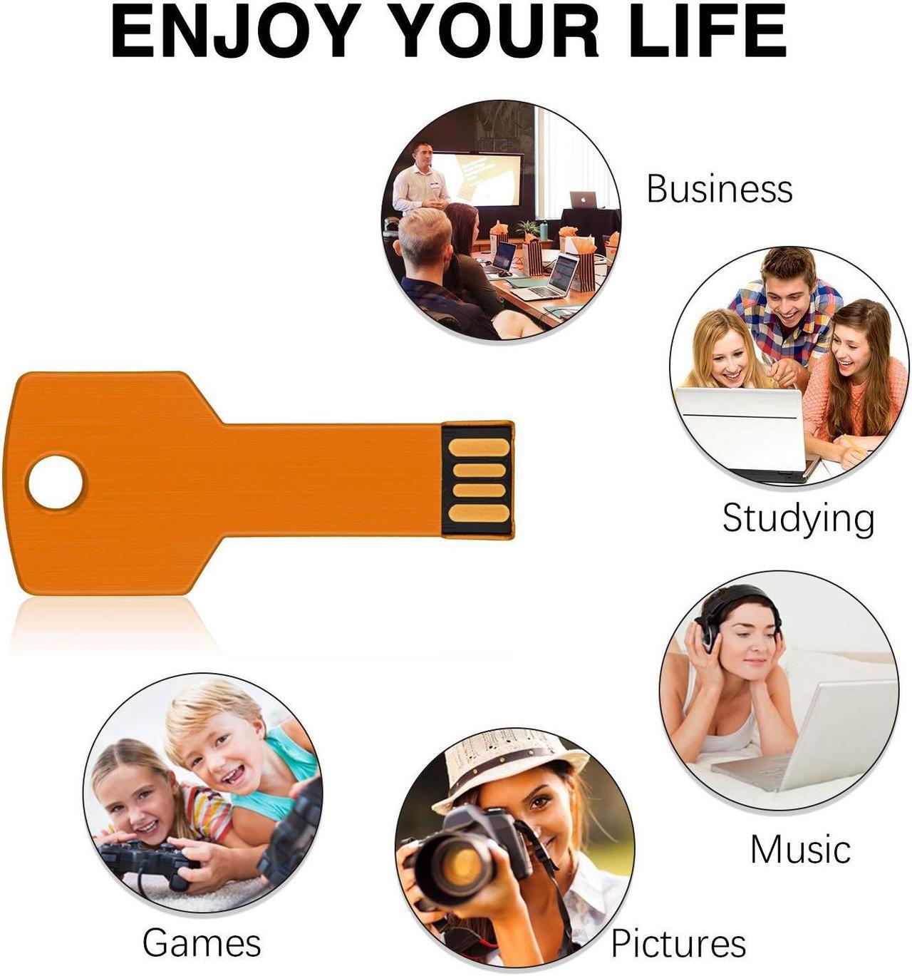 Alt view image 4 of 5 - RAOYI 10 Pack 8GB USB Flash Drive USB 2.0 Metal Key Shape Memory Stick Thumb Drive Pen Drive-Gold