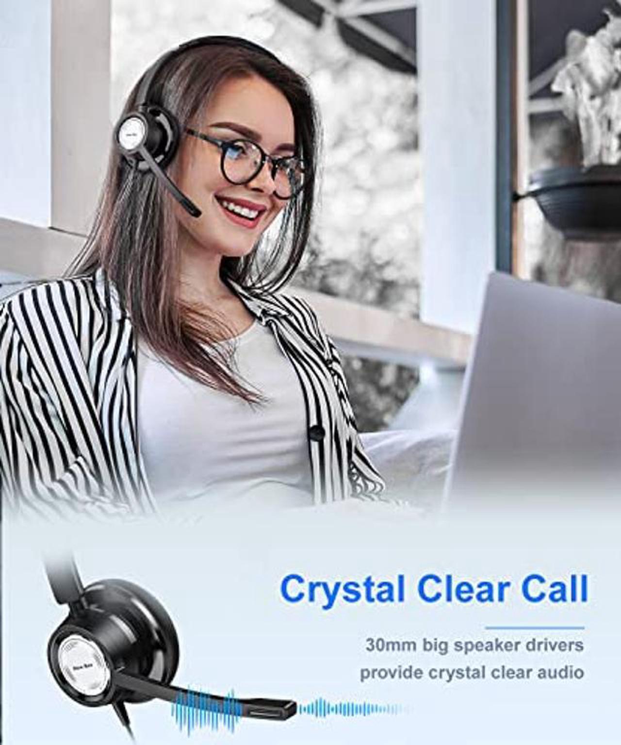 Alt view image 2 of 5 - New bee USB Headset with Microphone for PC Computer Headset, Single Ear USB Headphones with 3.5mm/USB/Type C for Call Center Skype Zoom Tablet Laptop