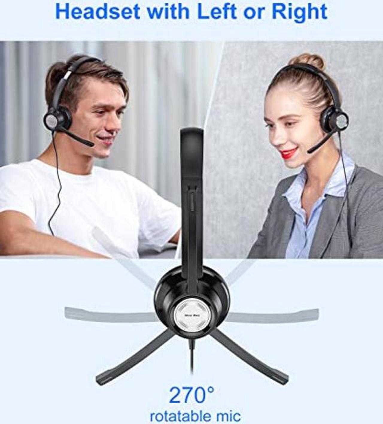 Alt view image 4 of 5 - New bee USB Headset with Microphone for PC Computer Headset, Single Ear USB Headphones with 3.5mm/USB/Type C for Call Center Skype Zoom Tablet Laptop