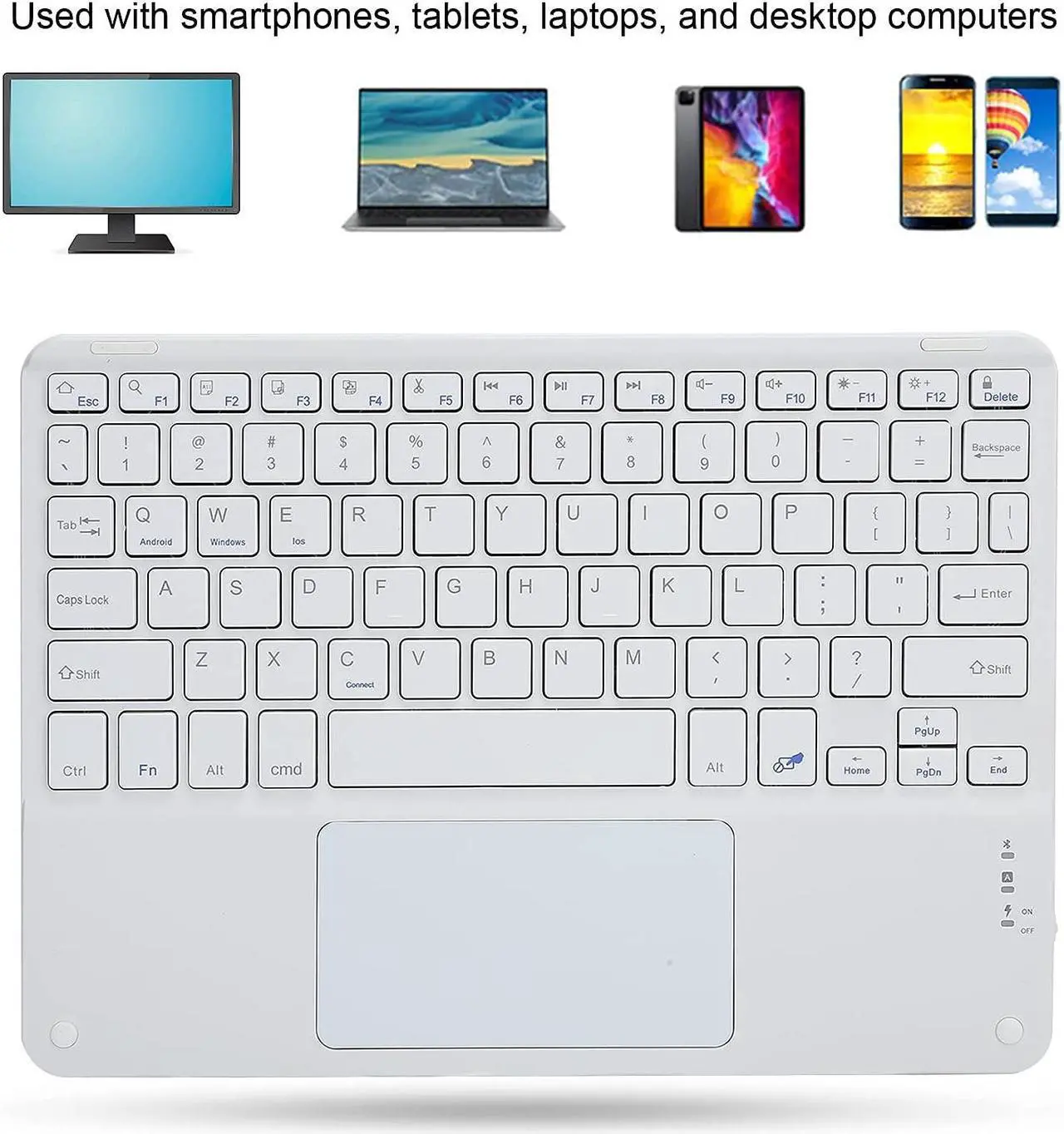 Alt view image 3 of 5 - 10in Keyboard with Touchpad Smartphones, for Tablets, Laptops, and Desktop Computers (White)