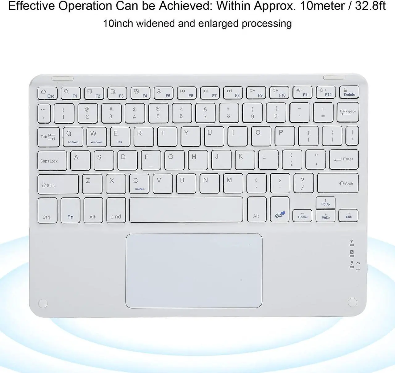 Alt view image 5 of 5 - 10in Keyboard with Touchpad Smartphones, for Tablets, Laptops, and Desktop Computers (White)