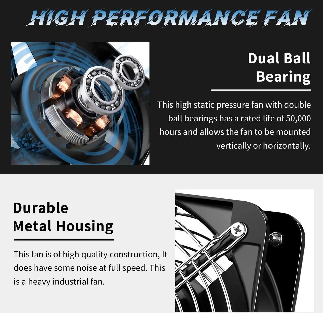 Alt view image 3 of 5 - WDERAIR Big Airflow Axial 110V 120V AC 150mm x 50mm Metal Fan for DIY Greenhouse, Rv Fridge, Small Box, Server Cabinet Printers, Air Hockey Table, Modem, Window Exhaust Fan