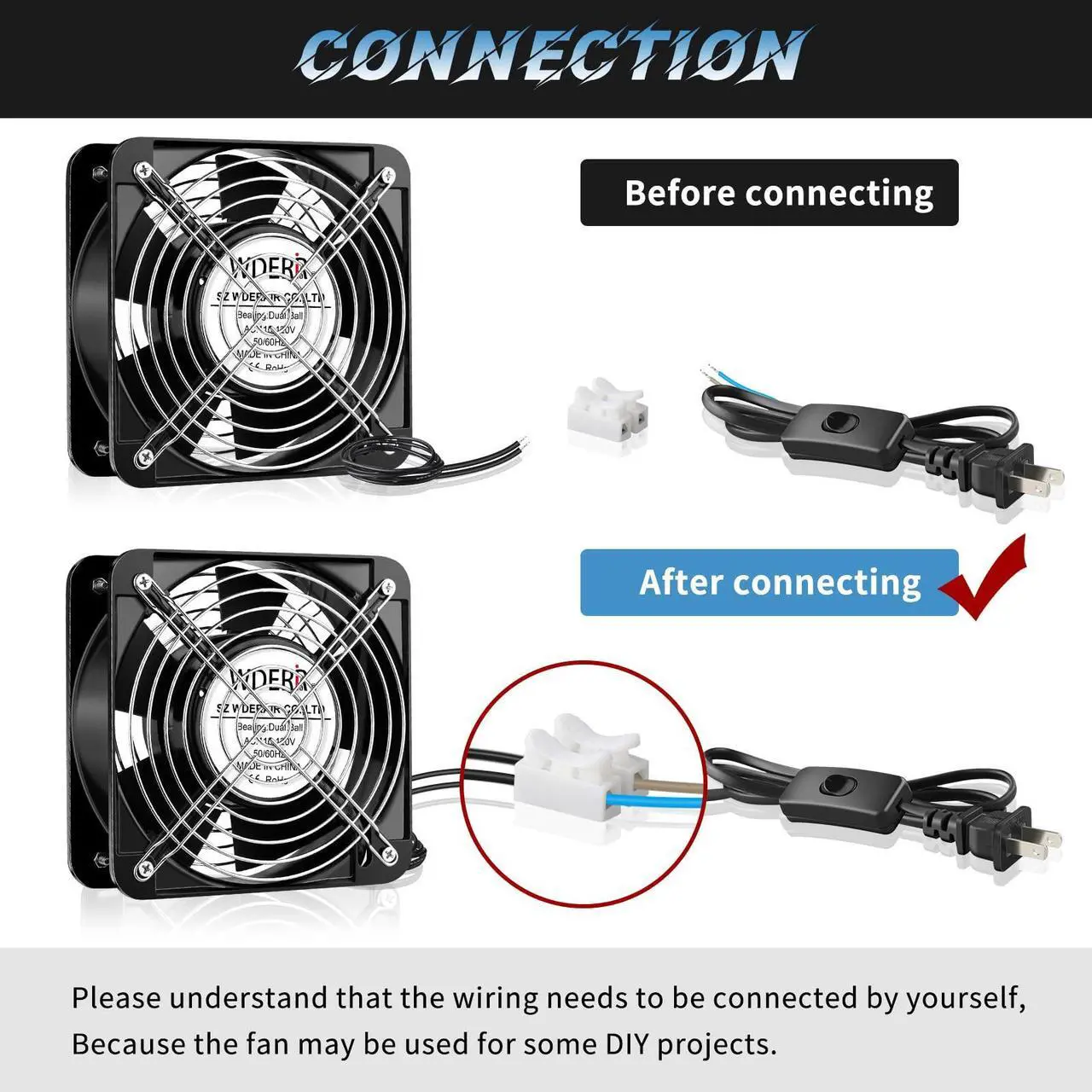 Alt view image 5 of 5 - WDERAIR Big Airflow Axial 110V 120V AC 150mm x 50mm Metal Fan for DIY Greenhouse, Rv Fridge, Small Box, Server Cabinet Printers, Air Hockey Table, Modem, Window Exhaust Fan