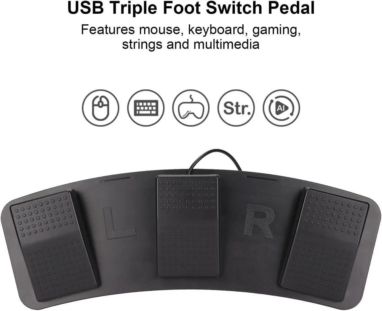 Alt view image 2 of 5 - USB Triple Foot Switch Pedal, PC Triple Foot Switch Programmable Computer computer keyboard Multifunctional Ergonomic Triple USB Foot Pedal,for Video Game Office Equipment((photoelectric switch))