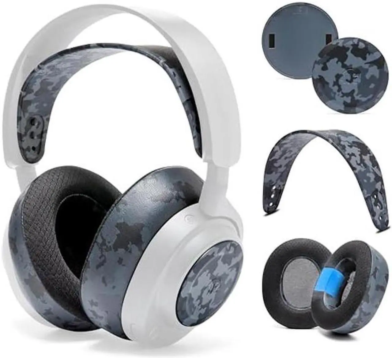 Main image of WC Arctis Nova Bundle Pack - Cooling Gel Earpads, Silicone Headband, and Side Speaker Plate Upgrade for Arctis Nova Pro Wireless by Wicked Cushions | Black Camo