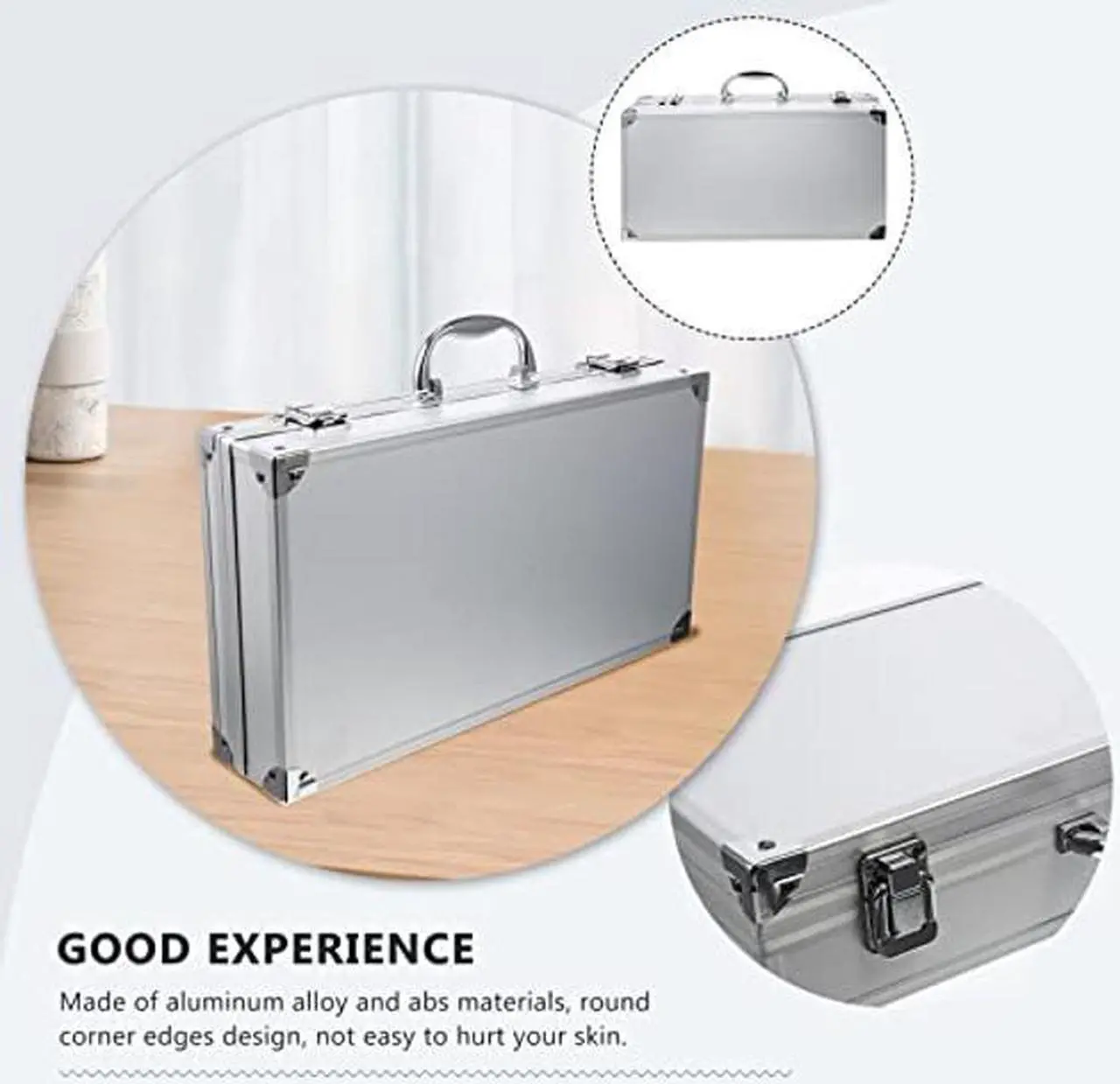 Alt view image 2 of 5 - ERINGOGO Aluminum Attache Case - 14inch Lock Metal Briefcase with Ripple Foam, Hard Aluminum Carrying Case, Universal Portable Tool Case for Laptop/Luggage/Instrument, White
