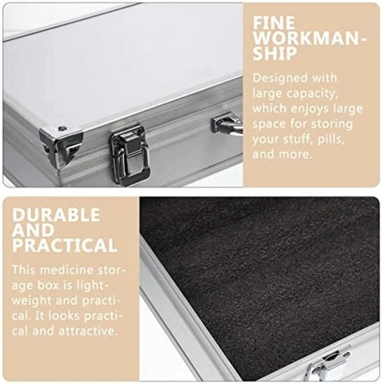 Alt view image 5 of 5 - ERINGOGO Aluminum Attache Case - 14inch Lock Metal Briefcase with Ripple Foam, Hard Aluminum Carrying Case, Universal Portable Tool Case for Laptop/Luggage/Instrument, White
