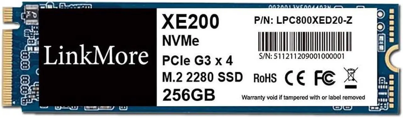 Main image of LinkMore XE200 256GB PCIe Gen3 NVMe M.2 2280 Internal Solid State Drive, Gen3.0X4 Read Speed Up to 2300MB/s for Latop and PC