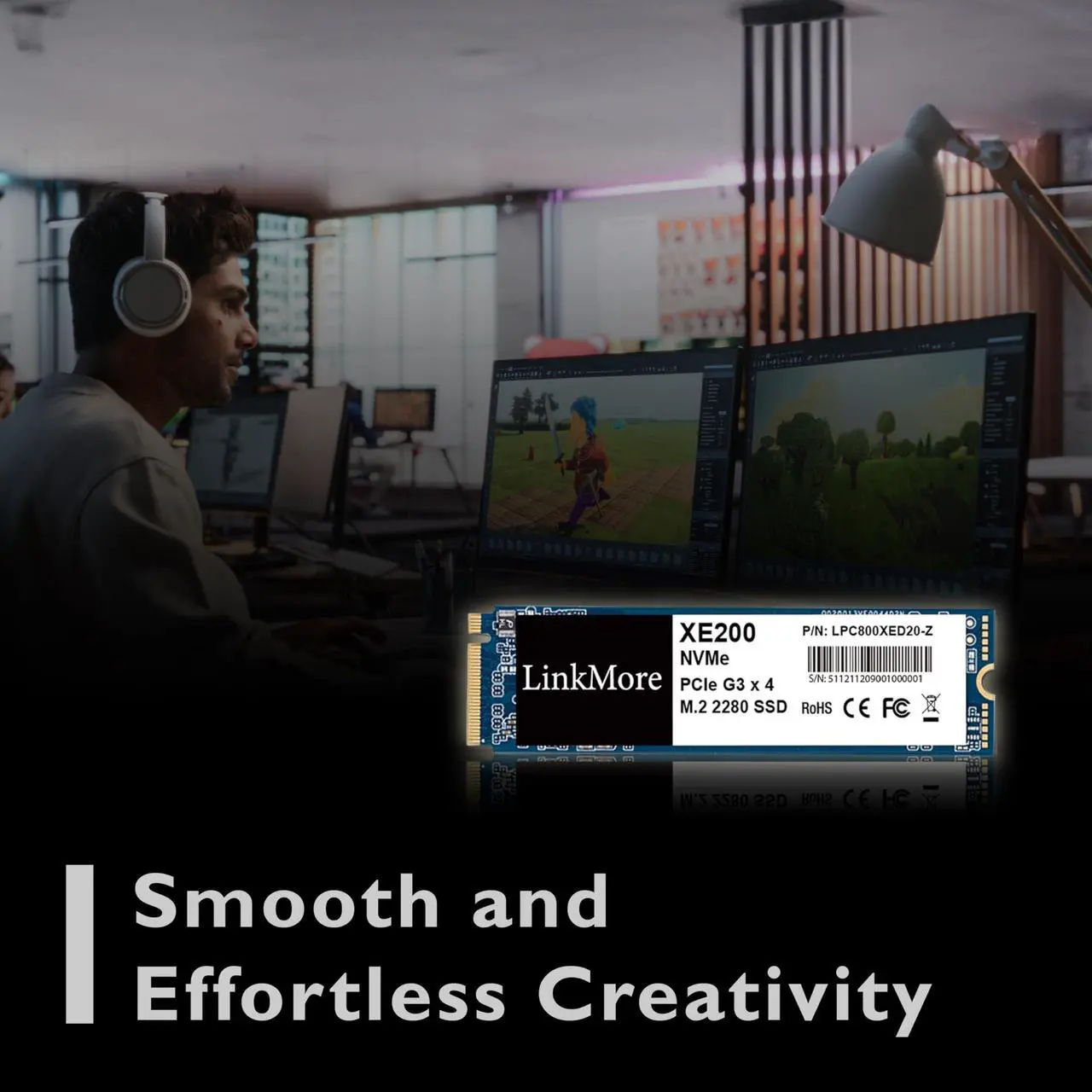 Alt view image 2 of 5 - LinkMore XE200 256GB PCIe Gen3 NVMe M.2 2280 Internal Solid State Drive, Gen3.0X4 Read Speed Up to 2300MB/s for Latop and PC