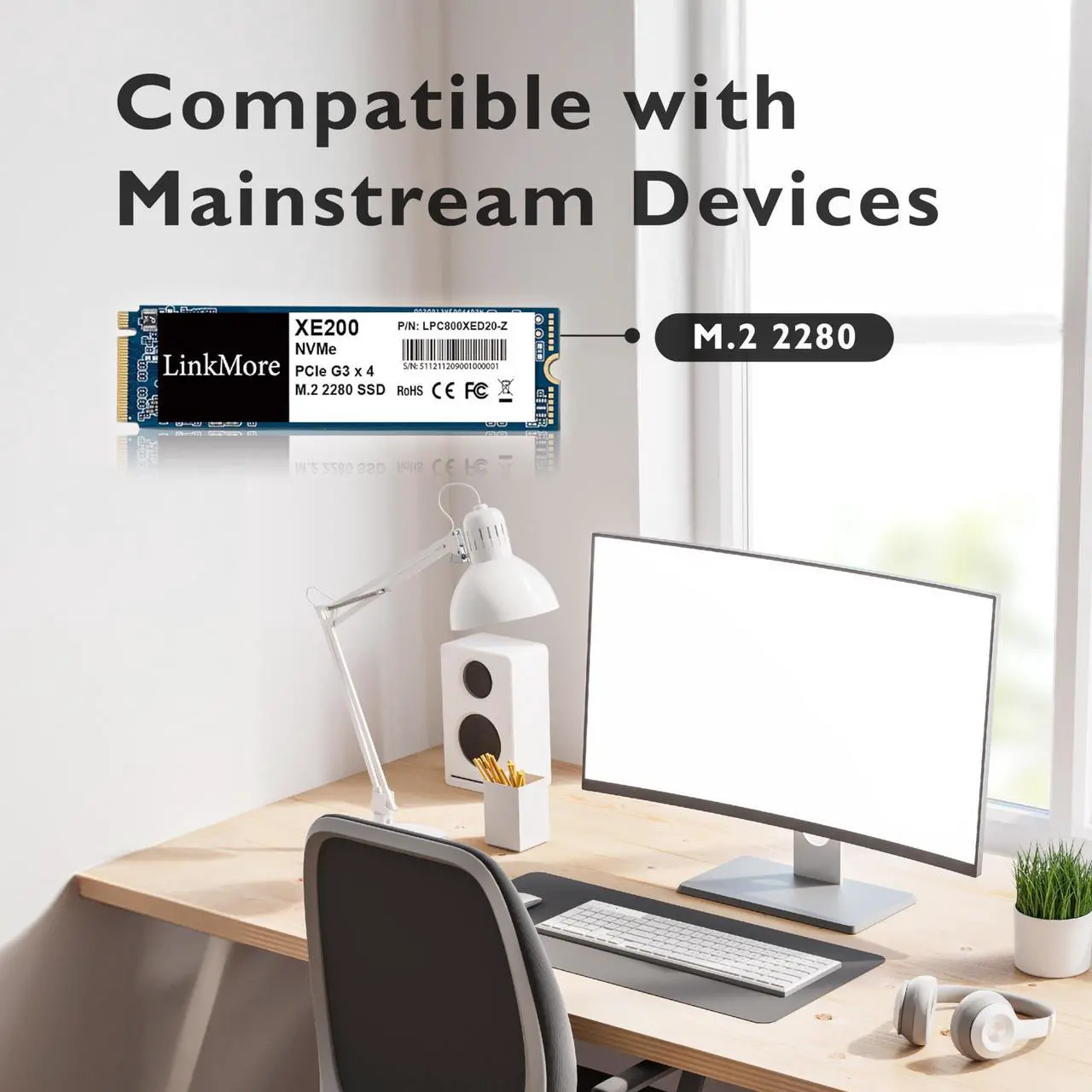 Alt view image 5 of 5 - LinkMore XE200 256GB PCIe Gen3 NVMe M.2 2280 Internal Solid State Drive, Gen3.0X4 Read Speed Up to 2300MB/s for Latop and PC